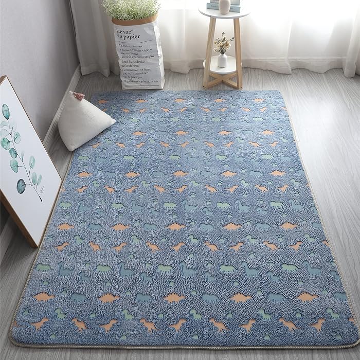 7 Dinosaur Rugs for Nursery & Early Years ๐ฆ๐ถ Gefosin Luminous Blue Dinosaur Rug