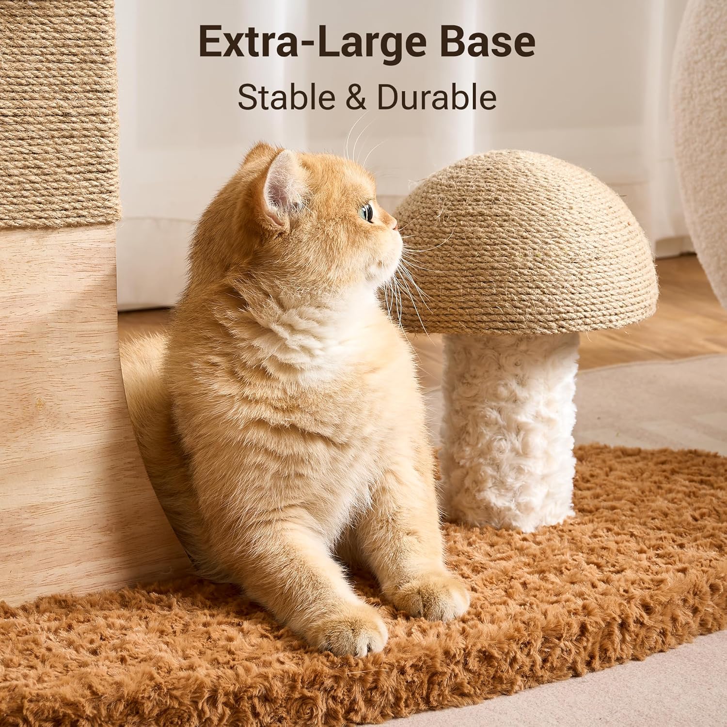 Aesthetic Flower Cat Tree Tower with Scratching Post for Indoor Cats, 37" H Modern Cat Tree with Wood Sculpted Branch, Flower Cat Beds, Mushroom Scratcher & Interactive Squeaky Toy, White