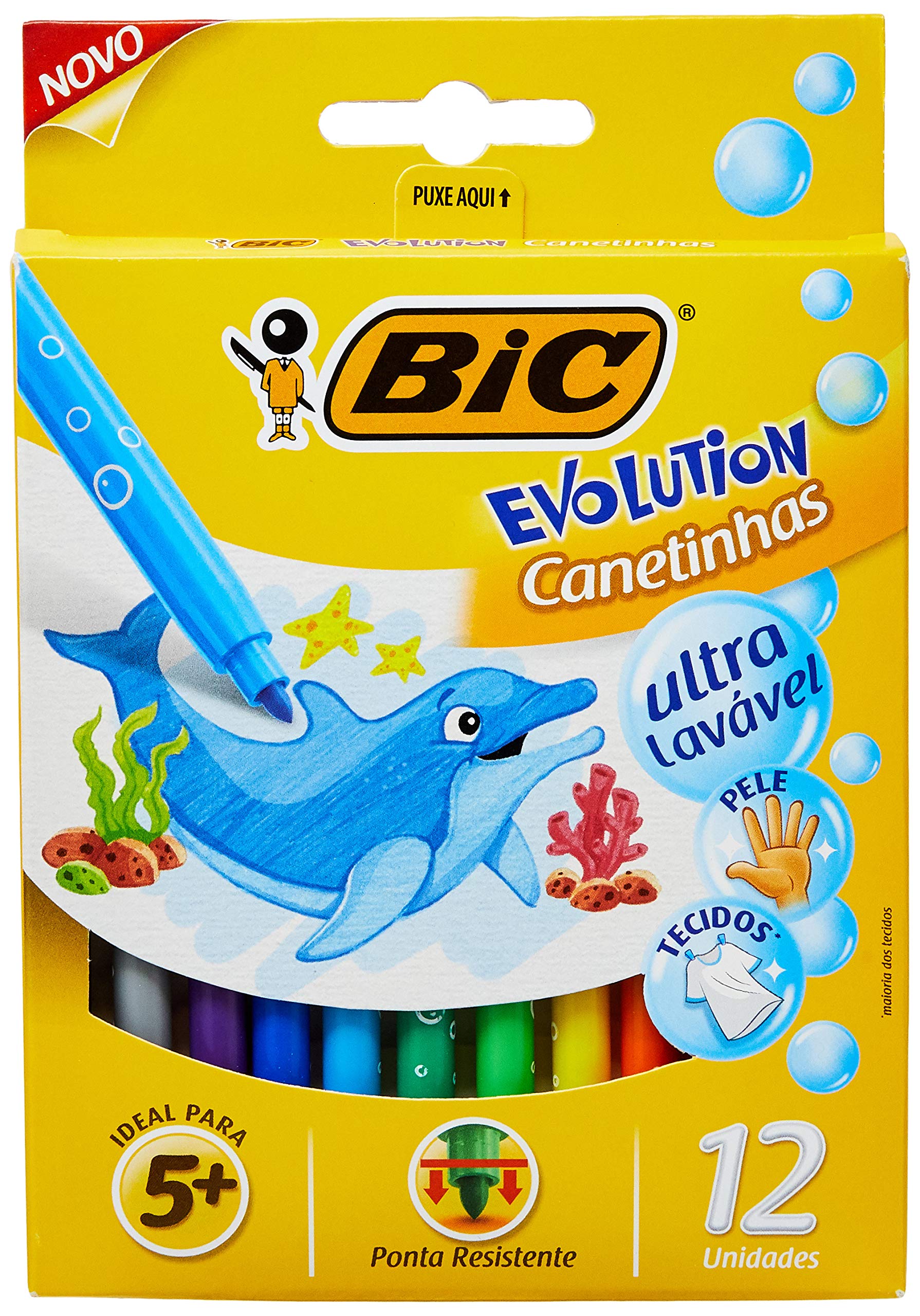 Caneta Hidrográfica, BIC, Evolution Ultra, 6 Estojos com 12 Cores