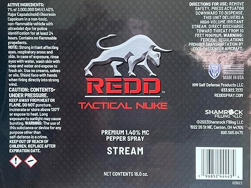 Miniatura 4 de REDD Spray de pimienta, Nuke táctico  (1.40% MC) de fuerza máxima  MK-9 Stream (16 onzas)