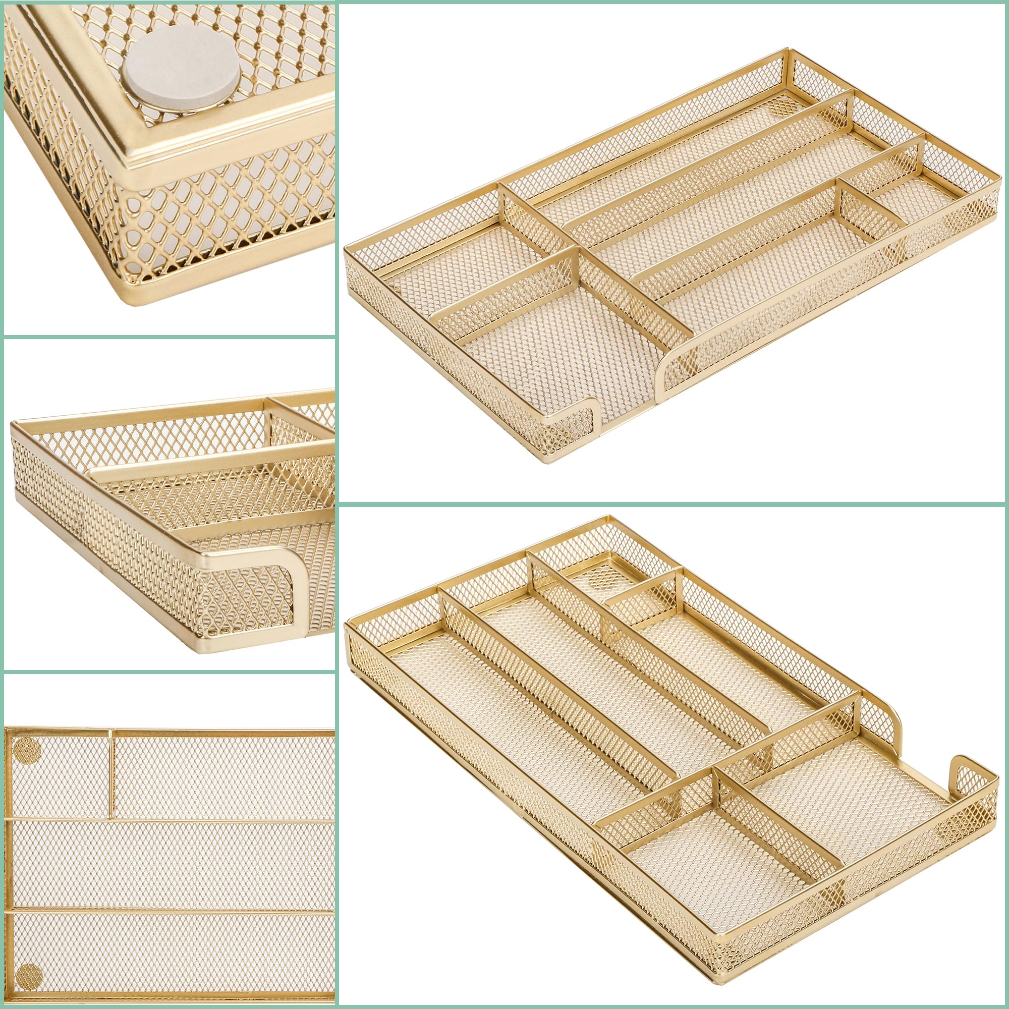 Annova Desk Drawer Organizer Tray for Office Organization, Metal Mesh - Image 2