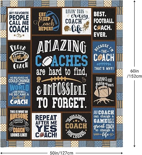 Miniatura 4 de Regalos de entrenador de fútbol para hombres, regalos para entrenadores de fútbol, manta de regalo de entrenador de fútbol de 60 x 50 pulgadas,