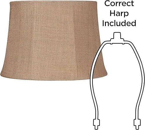 Miniatura 6 de Pantalla de lámpara de tambor mediano de arpillera natural de 13 pulgadas superior x 16 pulgadas inferior x 11 pulgadas de inclinación x 10.75