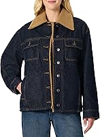 Amazon Essentials Women's Oversized Faux Shearling Lined Denim Jacket - Cozy, Vintage Style for Fall