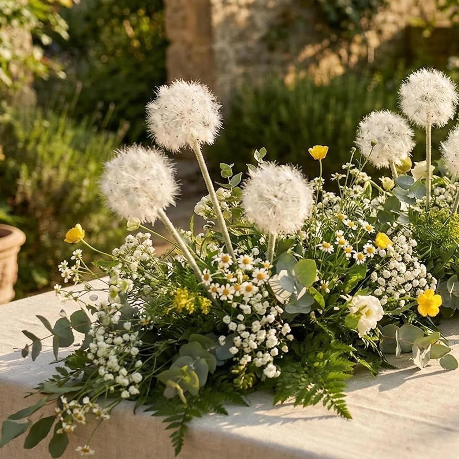 TOPIA Artificial Dandelion Flowers Lovely Faux Dandelion Flowers for Home Decoration (4 Pcs) (White) - Image 3