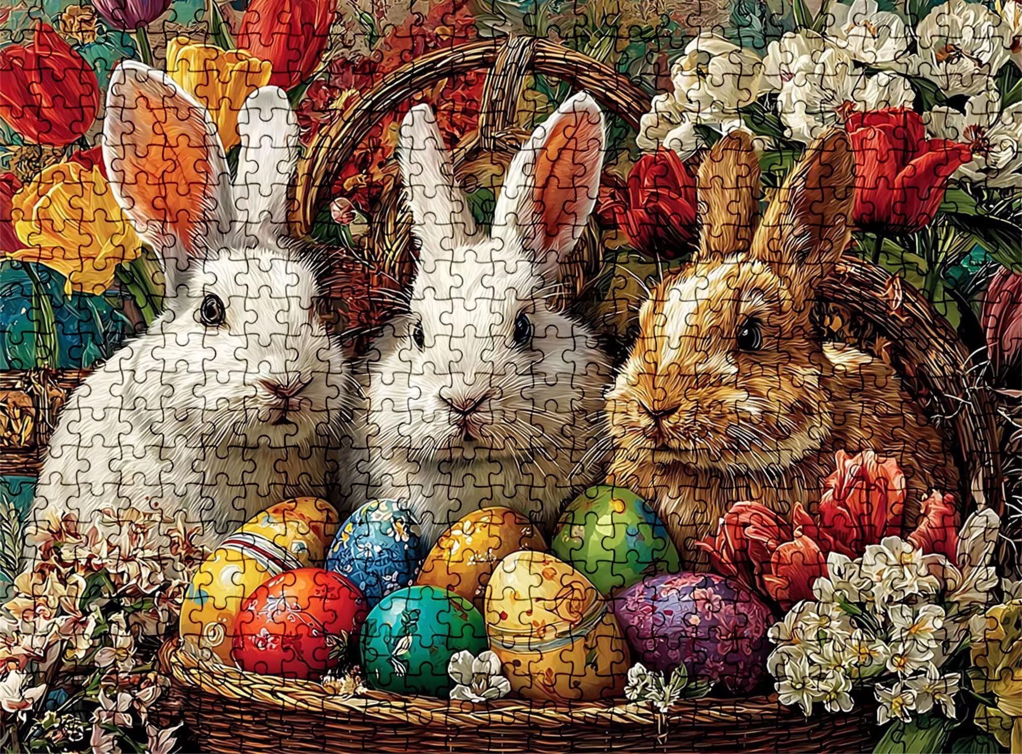 Puzzle 2000 Teile, Holzpuzzle Erwachsene - Impossible Puzzle 99.5 x 70.5 cm niffliges Denkspiel & Denksport für Frauen & Männer, Familienspiel, Home Dekor, Geschenk für Frauen Tier Kaninchen-3 w0-174