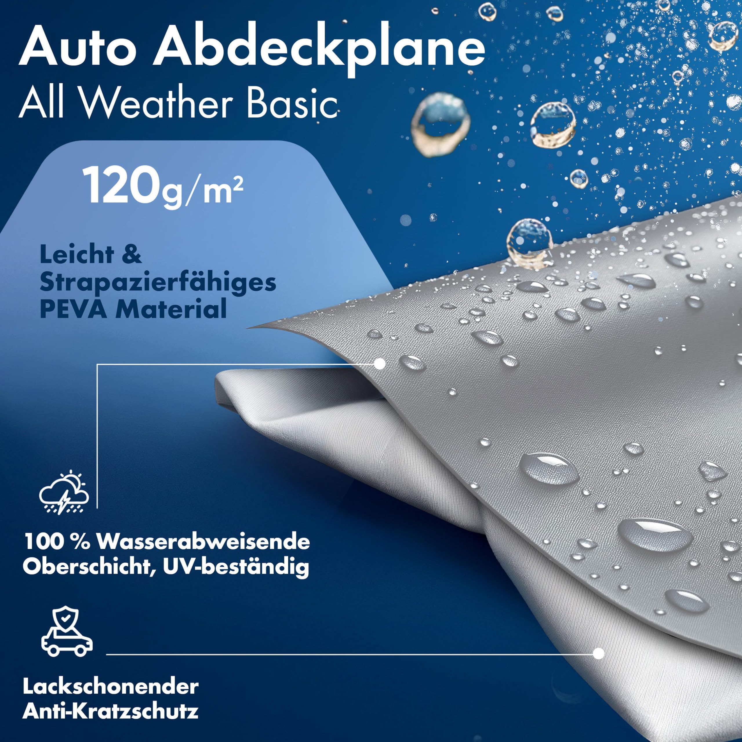 WALSER Lona para coche All Weather, 100% Lona impermeable para coche, cubierta semicubierta Talla 7 SUV/VAN plata