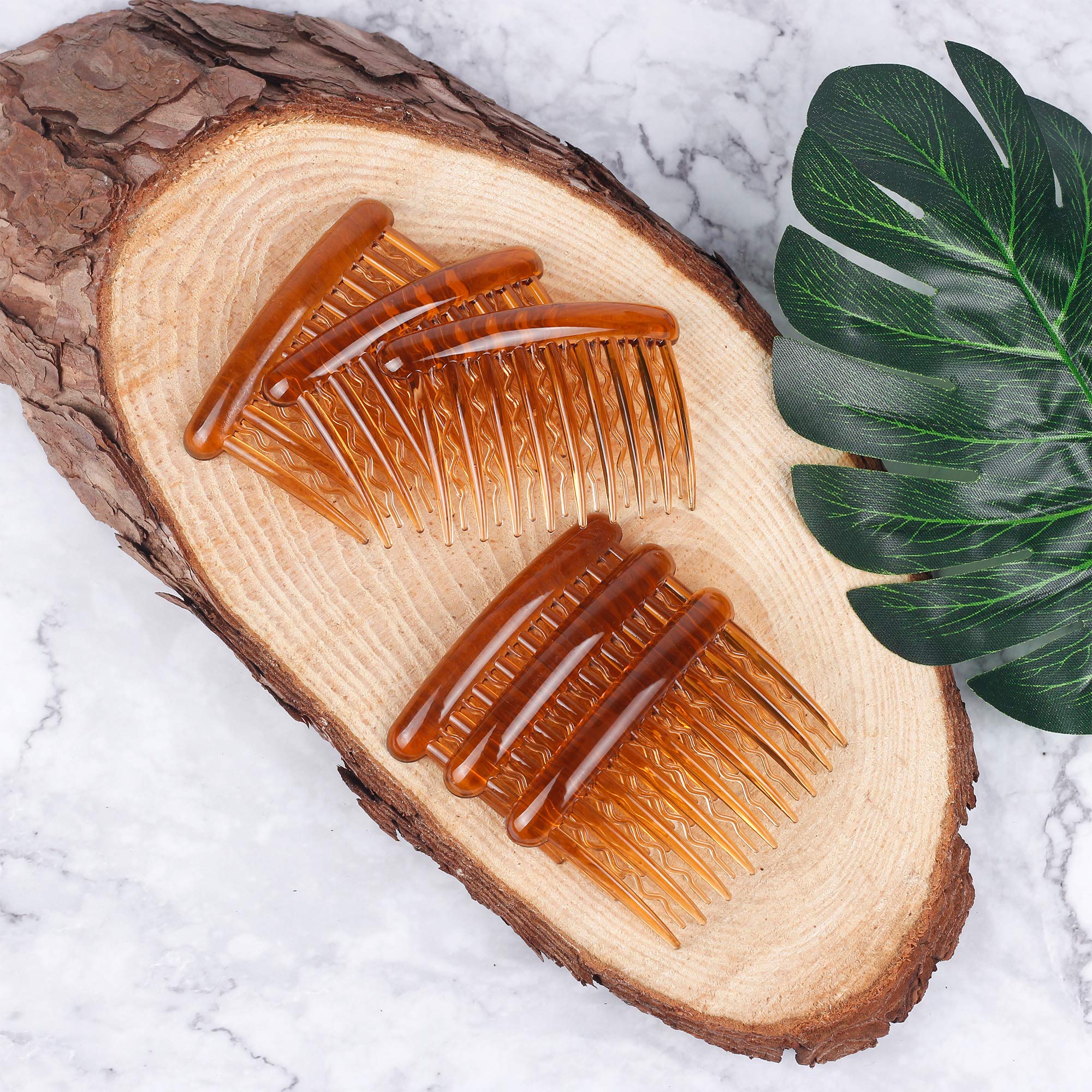 18 piezas de plástico para dientes de pelo, peine lateral de tortuga, accesorios para el cabello fino 5