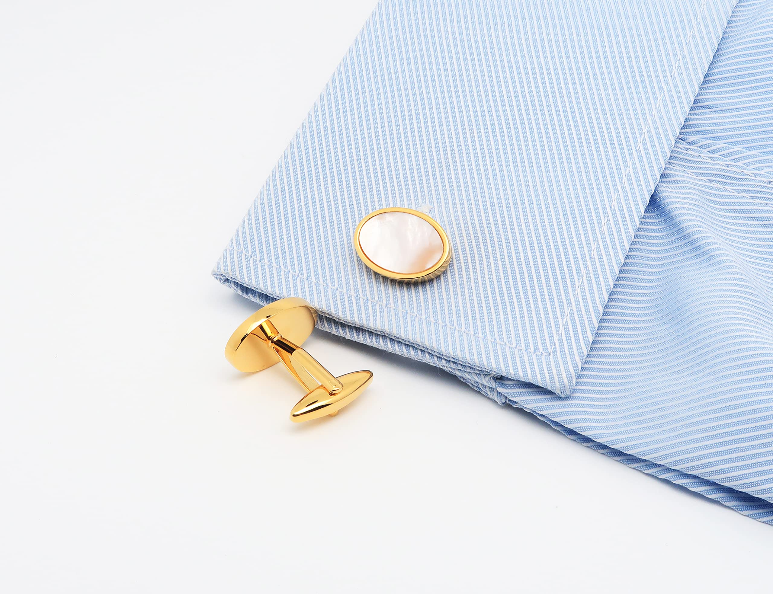 Perlmutt 4.5cm Krawattennadeln und Manschettenknöpfe für Herren Silber Gold Cufflinks Tie Clip Hochzeit Hemd Party Geburtstag Jubiläum Kleid