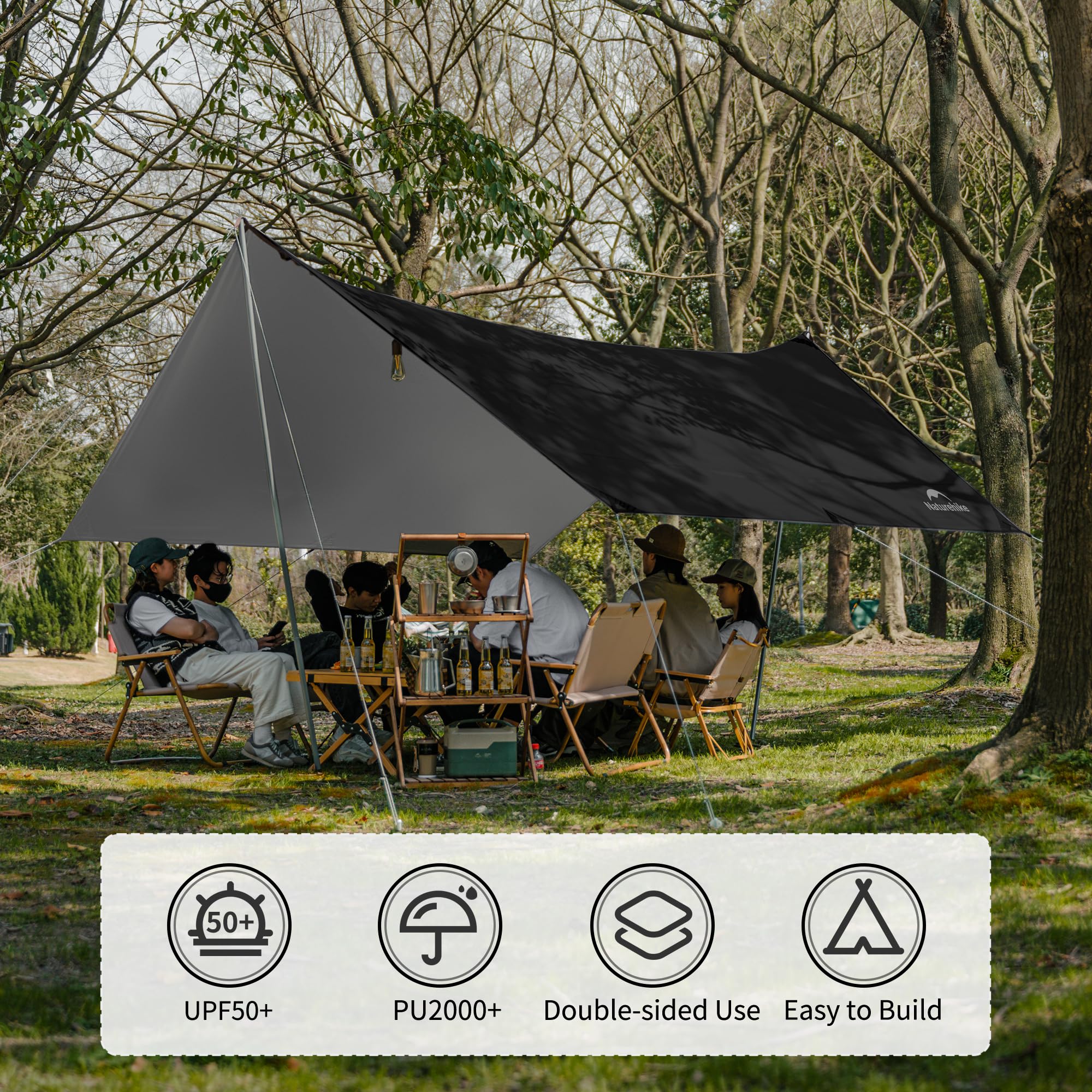 Naturehike Voortenten Luifels Camping Tarpaulin Dekzeil Waterdichte Regenbescherming Anti-UV Zon Luifel Voortenten Paviljoen voor Buiten Kamperen Picknick Festival