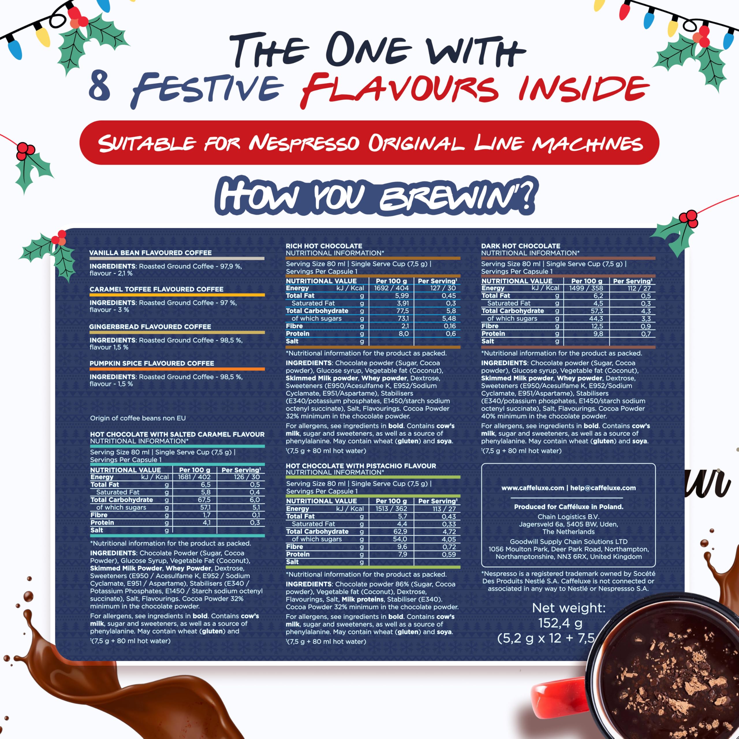 Nespresso Friends Calendario de Adviento Café Original Navidad 24 Cápsulas Compatible