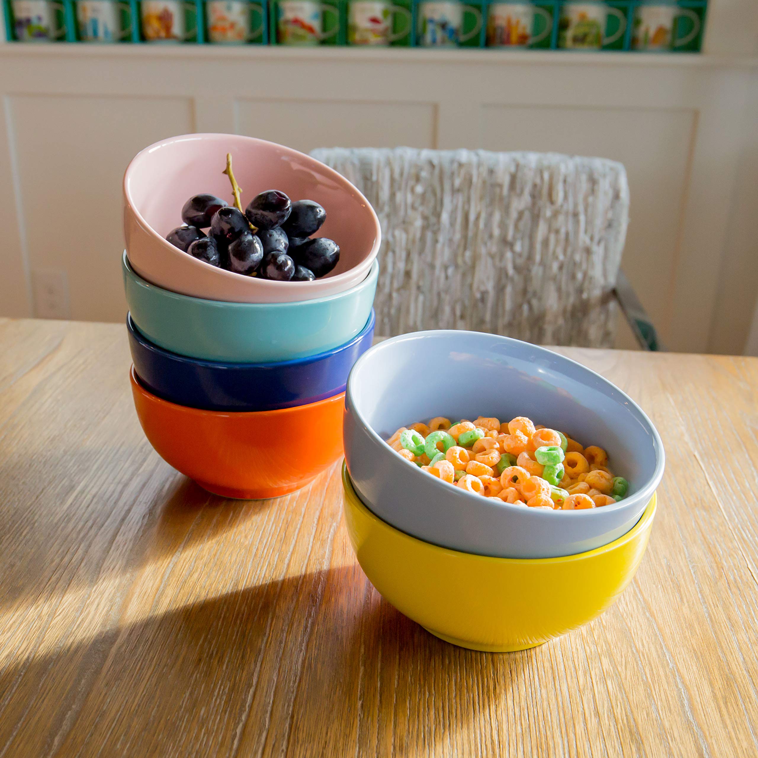 Gnlnkn 6-Piece Deep Dish Bowl Set - Vibrant Fruit Pattern, Microwave & Dishwasher Safe