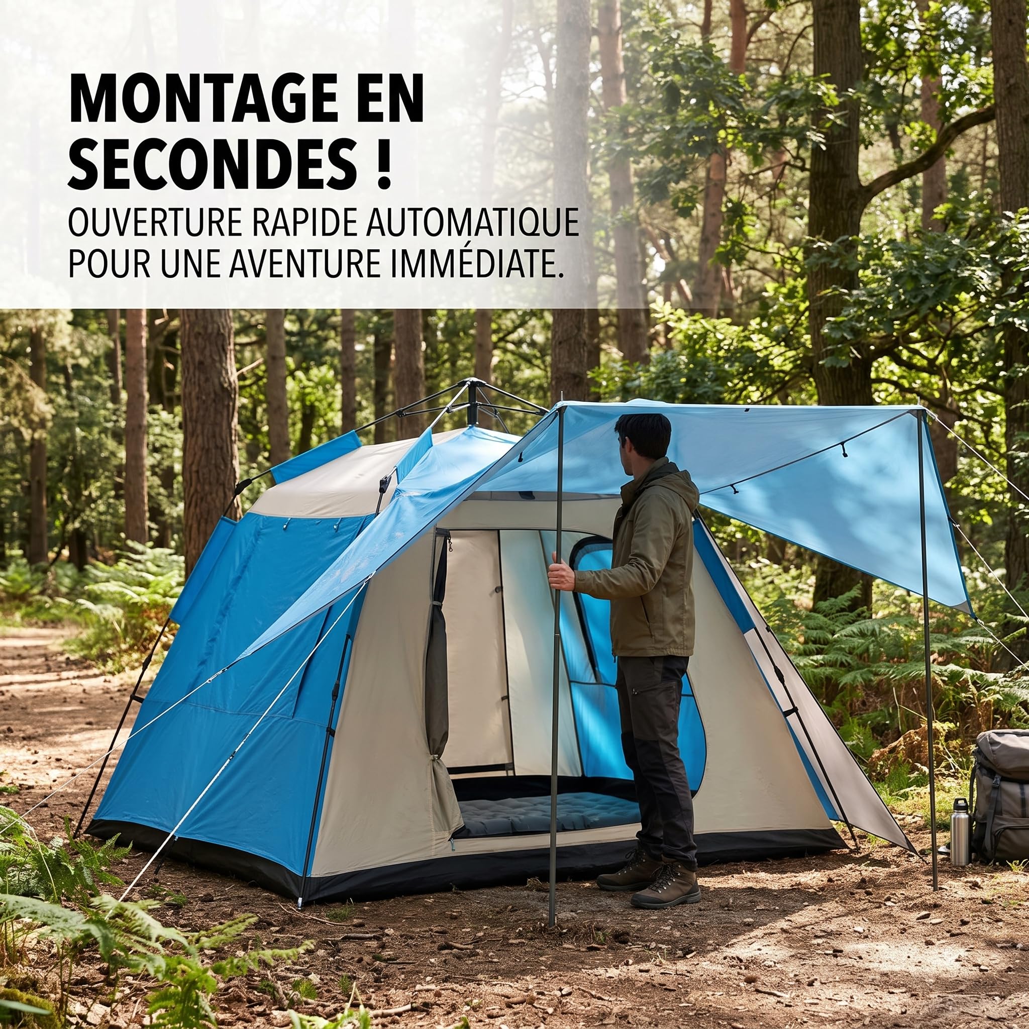 Wurfzelt 4 Personen Zelt für Camping und Outdoor – Wasserdichtes 4 Personen Zelt mit automatischem
