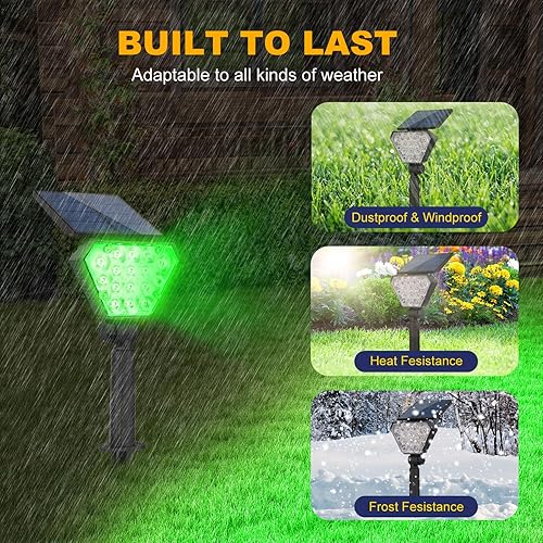 Miniatura 4 de T-SUN Luces solares para exteriores, impermeables, IP65, paquete de 6 luces LED solares que cambian de color, IP65, impermeable, inteligente,