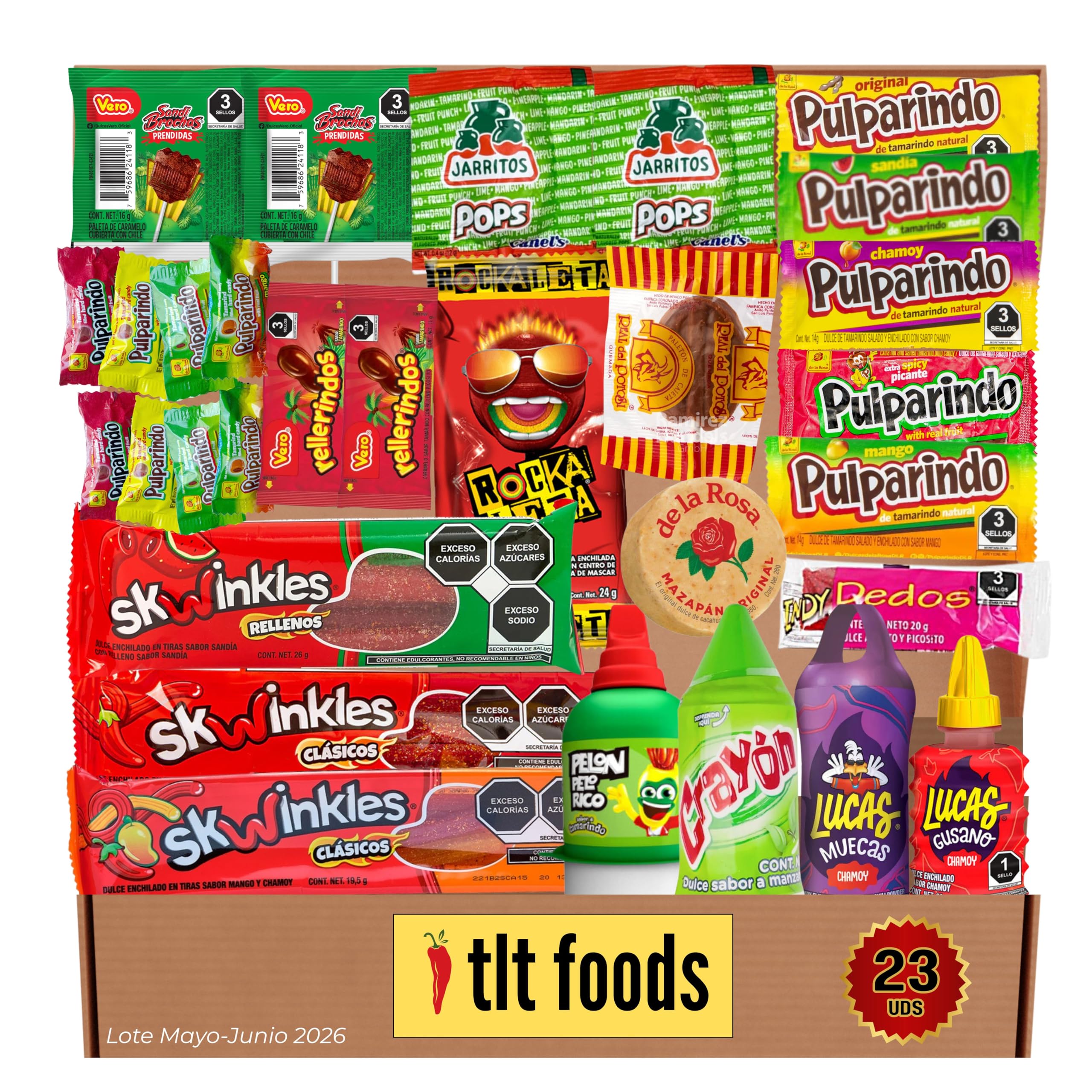 TLT FOODS Lotto Dolci Messicani – Confezione Varietà di Dolci Messicani Piccanti da Regalare, Mix Assortito di Caramelle, Candy Box Snack Messico, Chamoy, Pelon Pelo Rico, Pulparindo