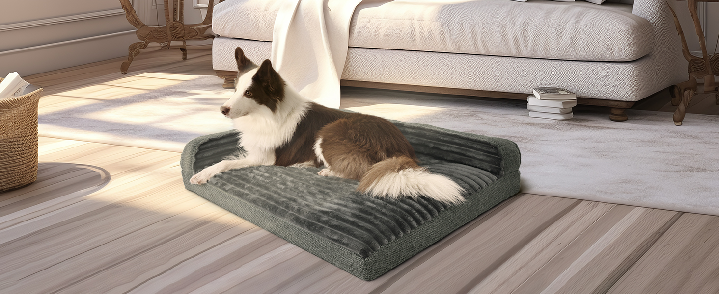 WINDRACING Orthopedic Dog Beds for Extra Large, XXLarge Dogs, Waterproof Egg Foam Dog Sofa Bed with L Bolster Sides, Washable Pet Bed with Removable Cover & Non-Slip Bottom, 46 x 30 inch, Gray - image 8