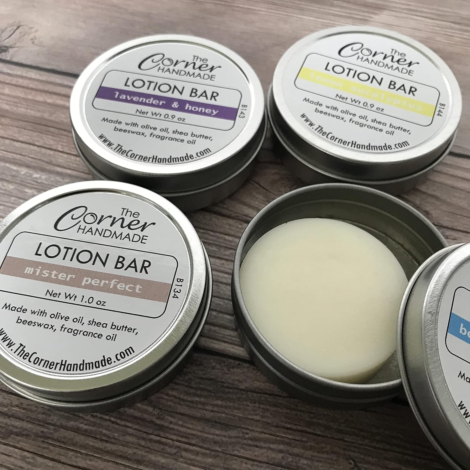 Lotion Bar 4 Pack, Set of Four Tins, Moisturizing Relief for Dry Skin