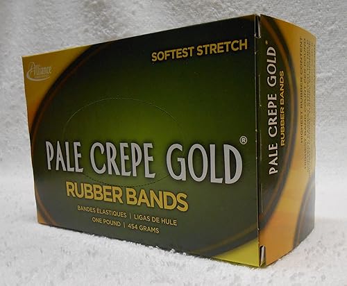 Miniatura 2 de Alliance Rubber 20305 - Bandas de goma color oro crepé pálido, tamaño #30, caja de 1 libra contiene aproximadamente 1770 bandas (2 x 18 pulgadas,
