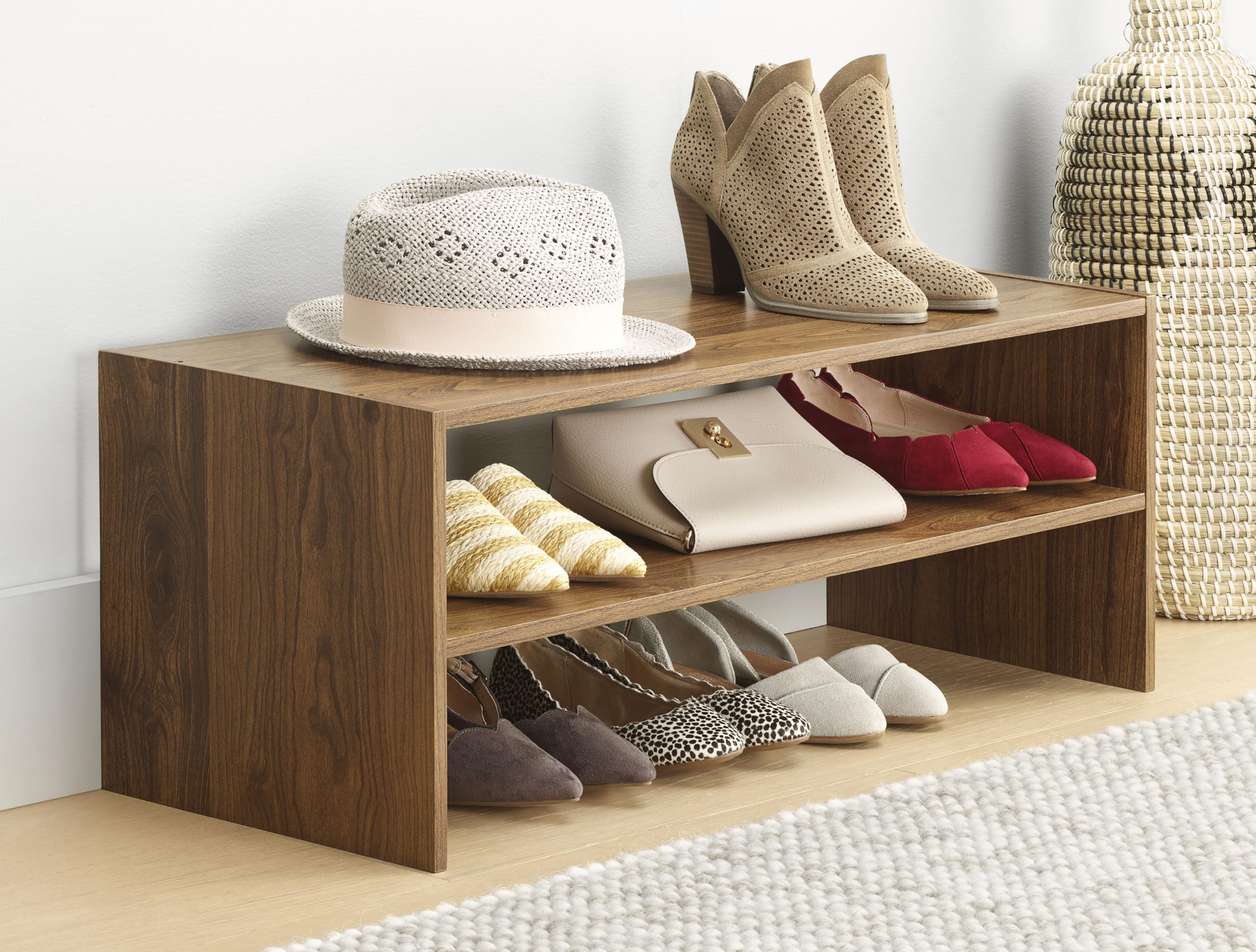 Snapklik.com : Whitmor Wood Stackable 2-Shelf Shoe Rack