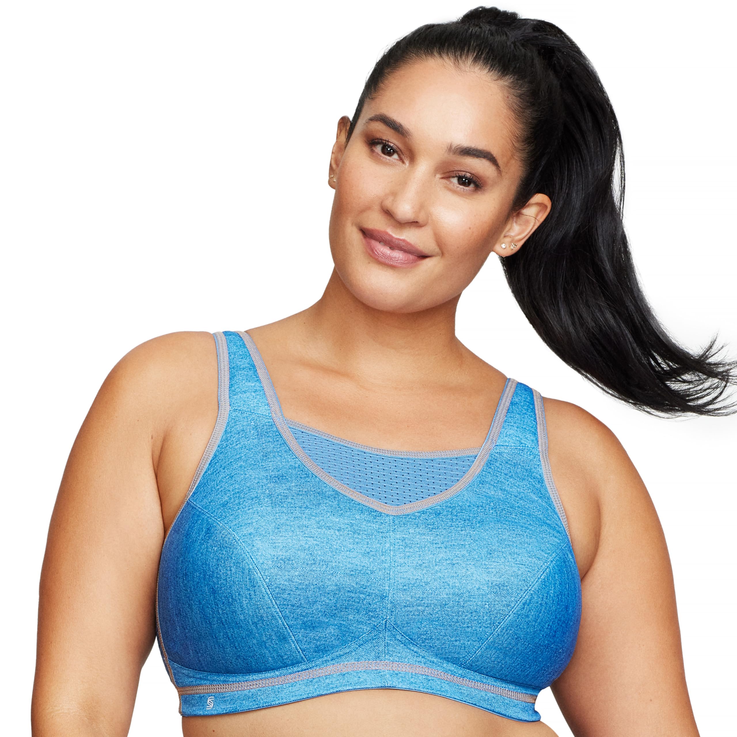 Biustonosz sportowy Elite z najlepszym trzymaniem bez fiszbin nr 1067, Jasny denim, 105D