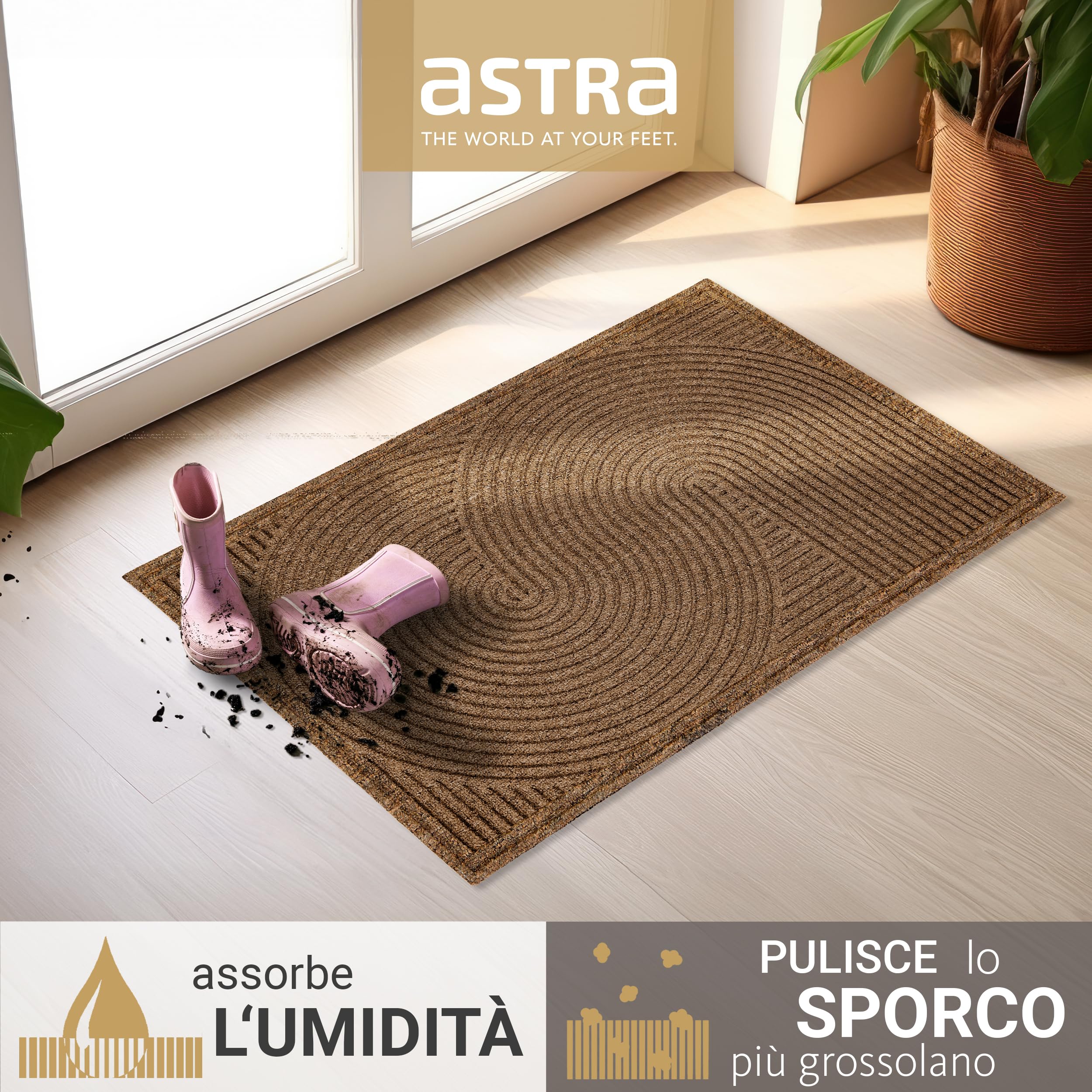Zerbino per esterni antiscivolo, resistente alle intemperie, ingresso e balcone, 45x75 cm, beige