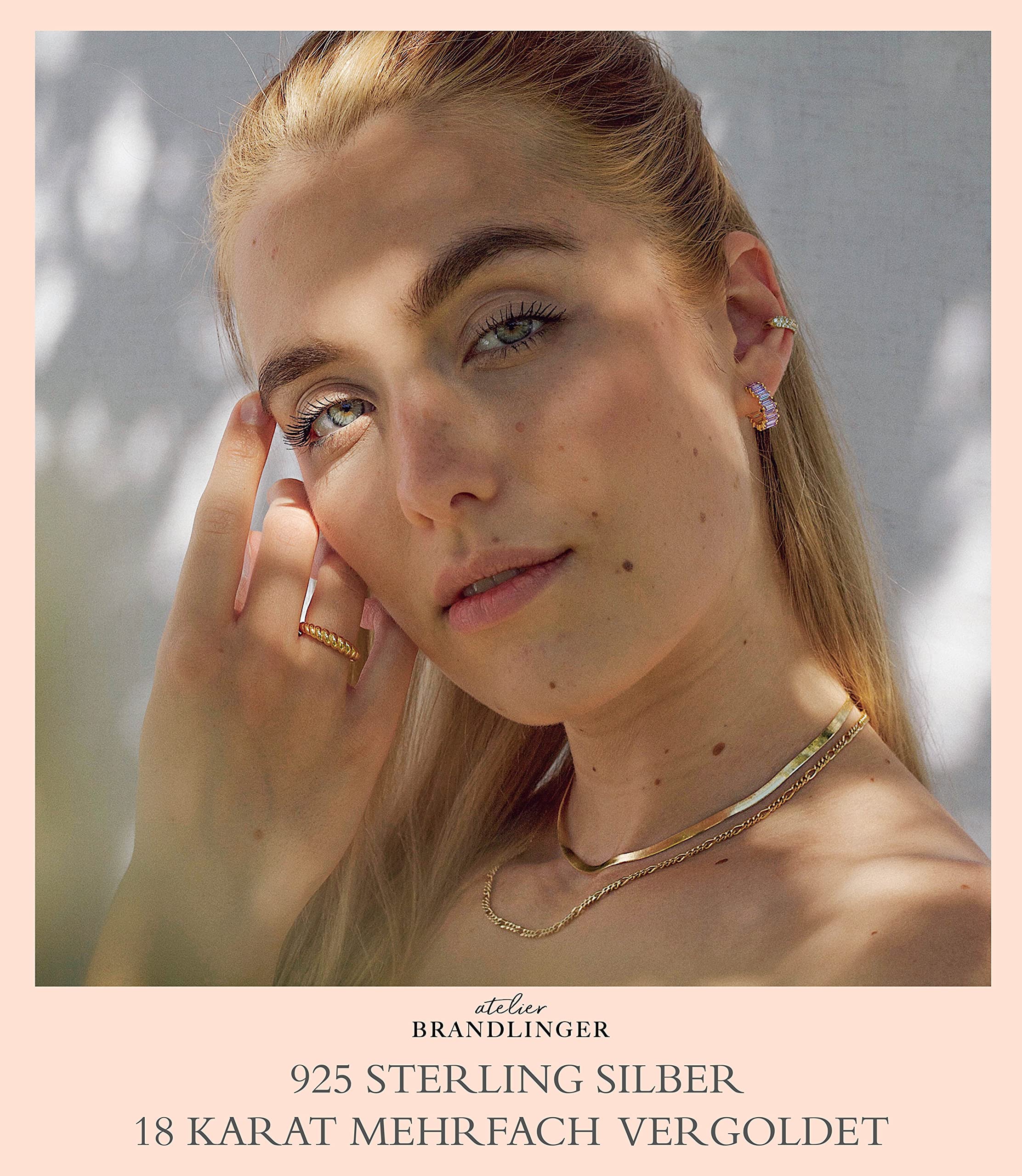 Brandlinger pendientes mujer plata bañados en oro, aros plata mujer, pendientes aro dorados, pendientes pequeños mujer con circonitas blancas