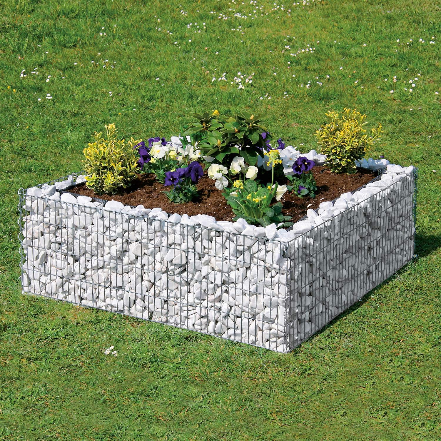 bellissa Gabionen-Hochbeet Rechteck Steinkorb-Pflanzkübel 200x120x40 cm | Bausatz inkl. Trennfolie