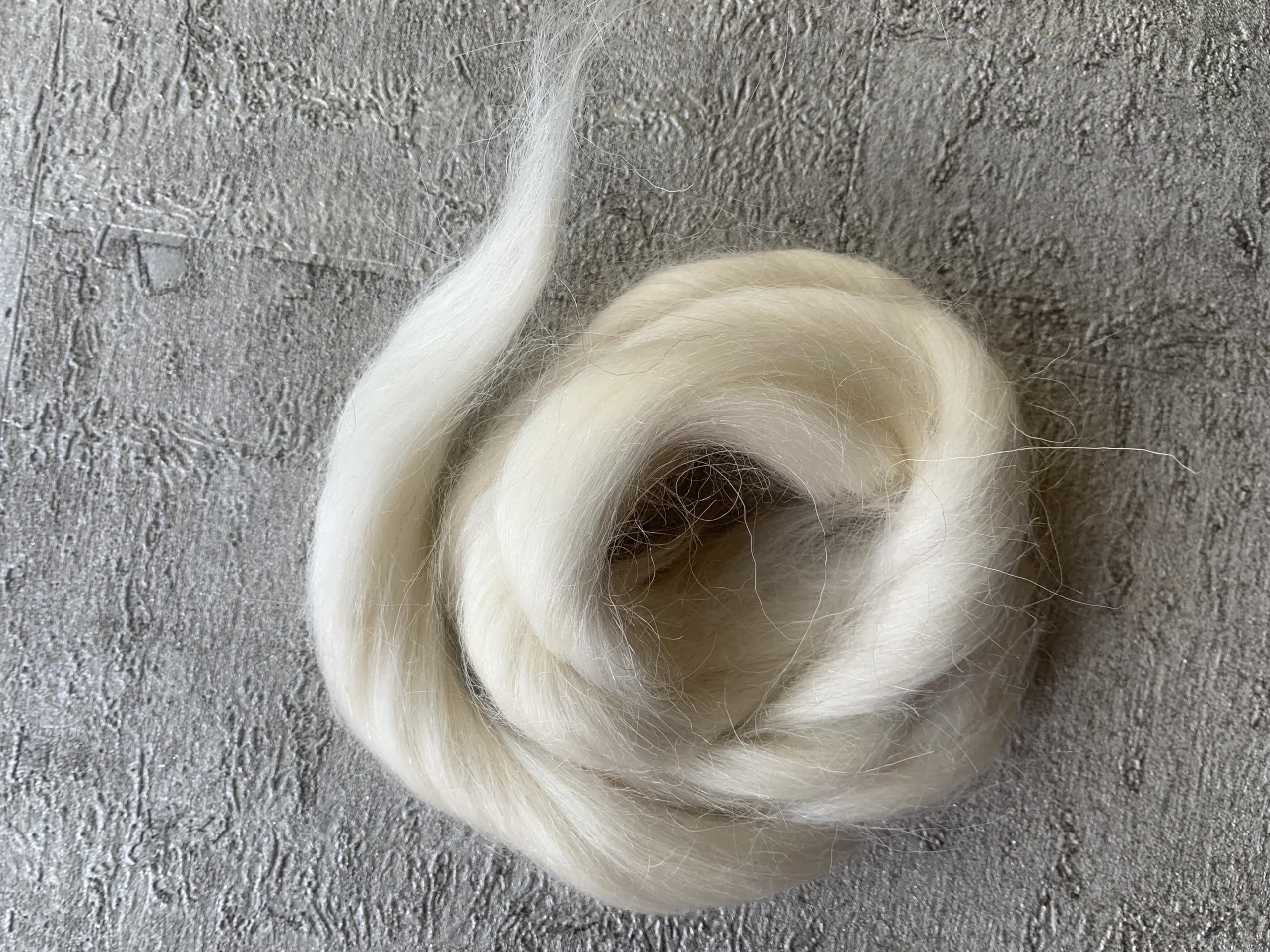 Heidifeathers White Heidifeathers® Mohair And Wool Blend - Needle Felting Fur, Reborn Rooting, Doll Hair (White)