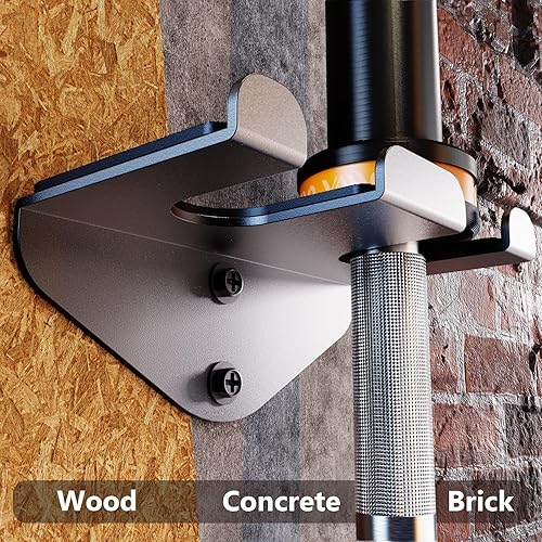 Miniatura 5 de Soporte de barra olímpico individual, estante de pared para barra de gimnasio de garaje, estante de montaje de barra vertical, recubrimiento de