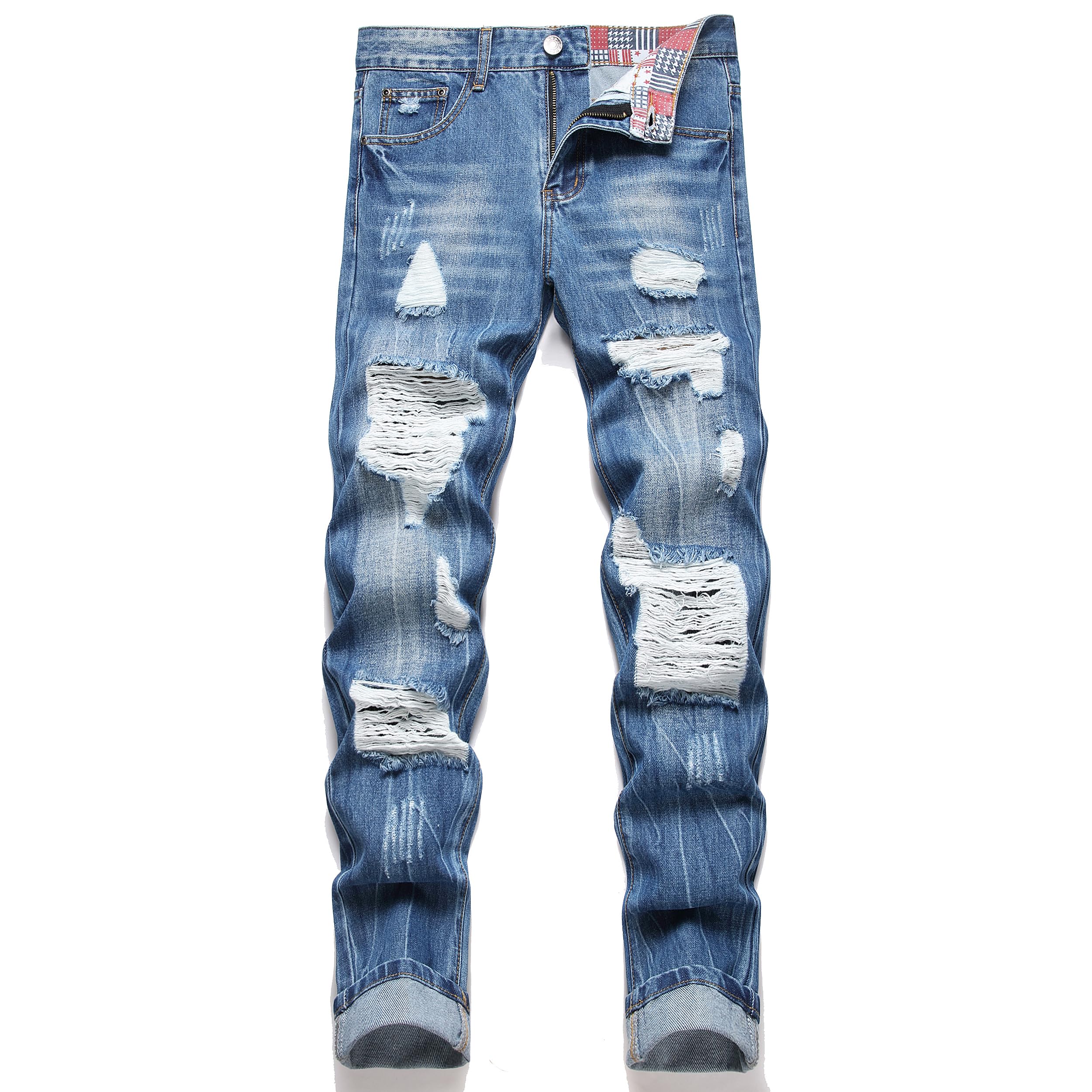 RXXKKK Men's Regular Fit Ripped Jean