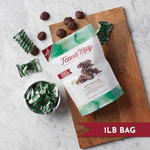 Miniatura 5 de Fannie May, Caramelos de chocolate con leche, racimos de galletas de chocolate con menta, dos bolsas de 16 onzas