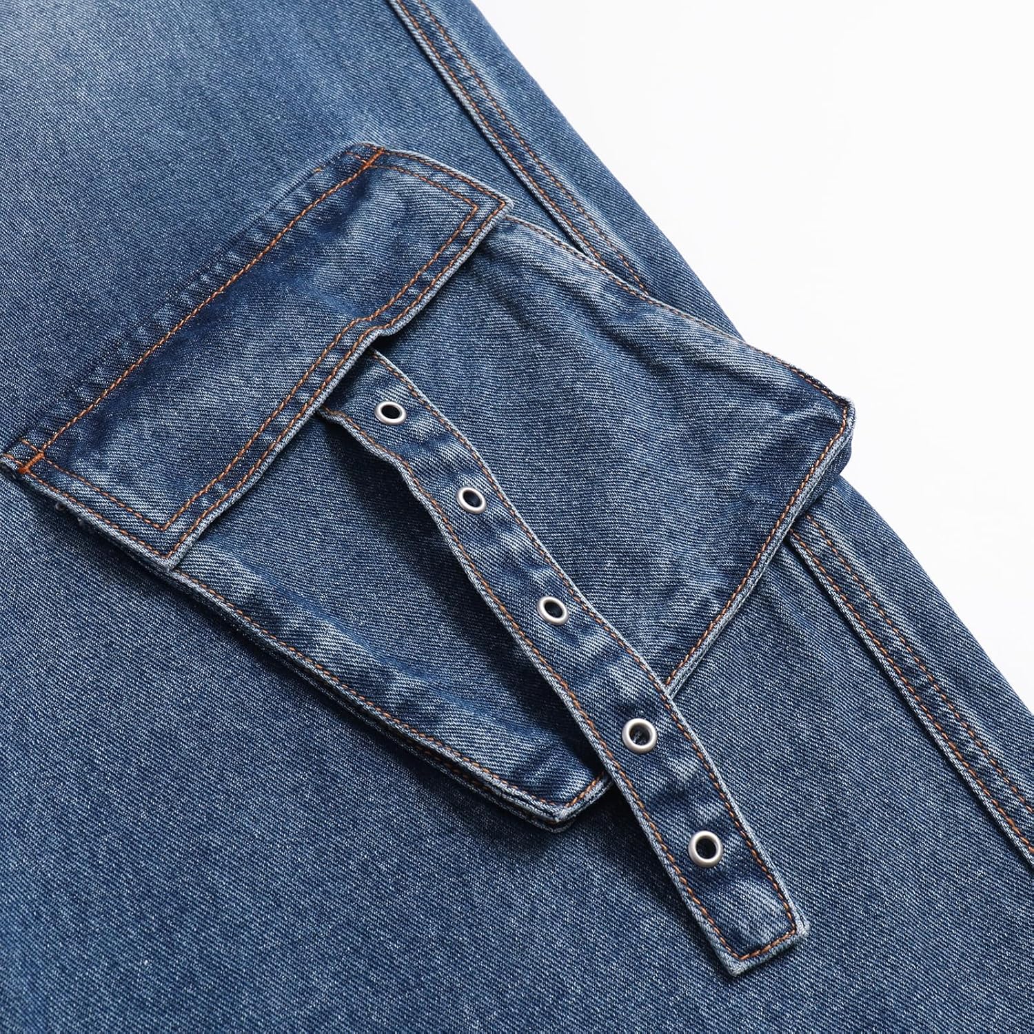 Women's Oversized High Waist Jeans Baggy Wide Leg Flap Pockets Streetwear Cargo Denim Pants