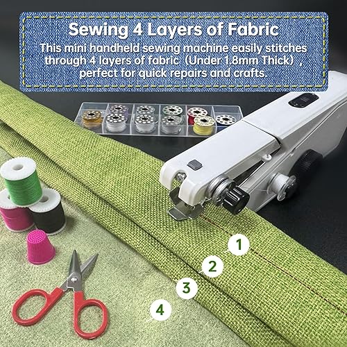 Miniatura 6 de Máquina de coser de mano 2025, mini máquina de coser portátil e inalámbrica para principiantes, costura rápida eléctrica, kit de reparación de ropa