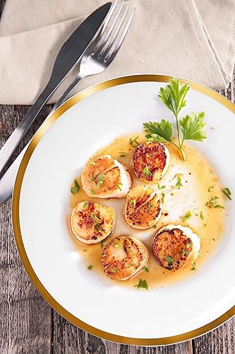 Miniatura 6 de Vajilla de porcelana de hueso, juego de 16 piezas, servicio para 4, borde dorado ancho, blanco, apto para microondas, elegante regalo, juego de