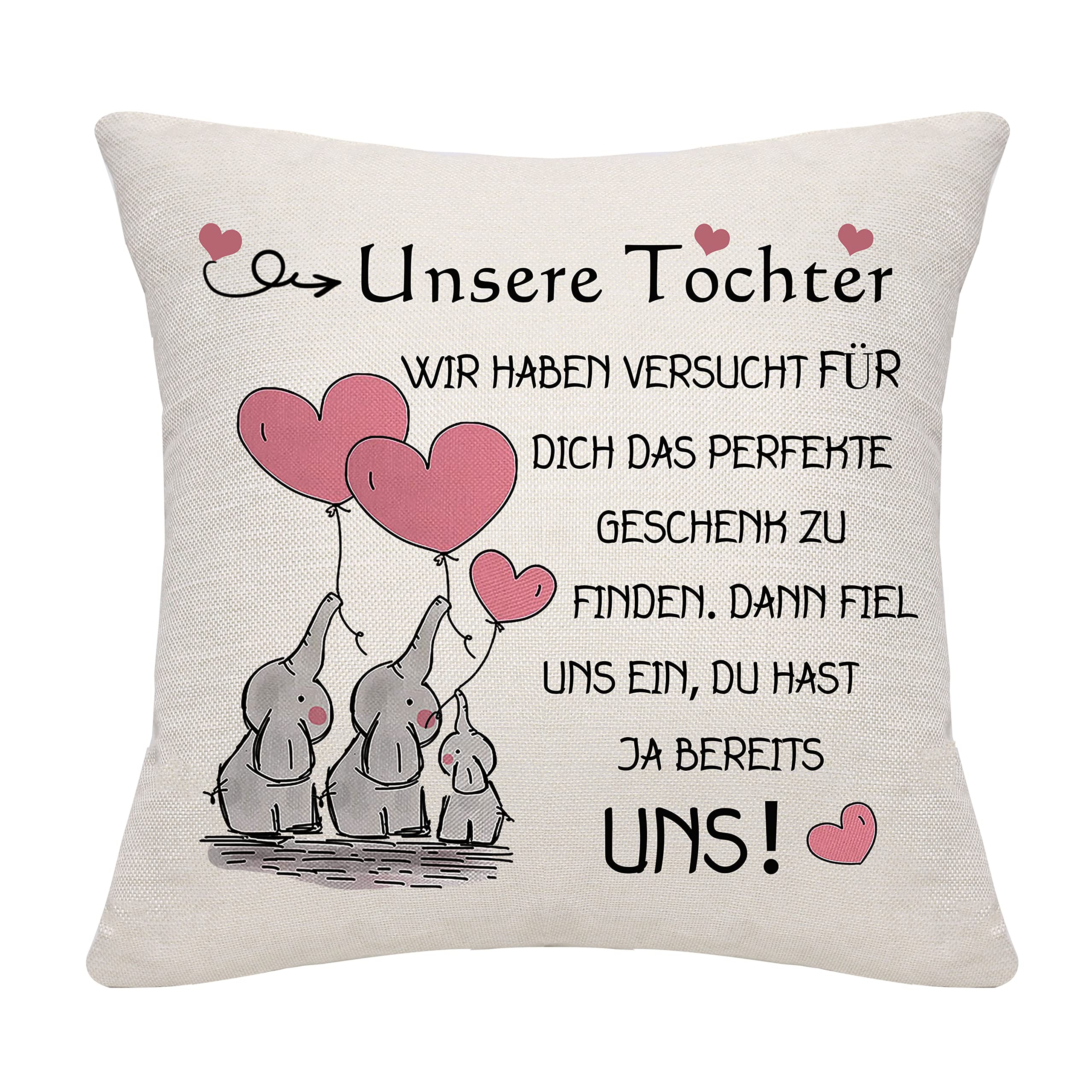 Bommex Elefant Kissenbezüge für Mama Tochter Sohn Papa Oma Großmutter Enkelin Enkelin Tante Nichte Freundin Frau Familie Geschenk Geburtstagsgeschenk