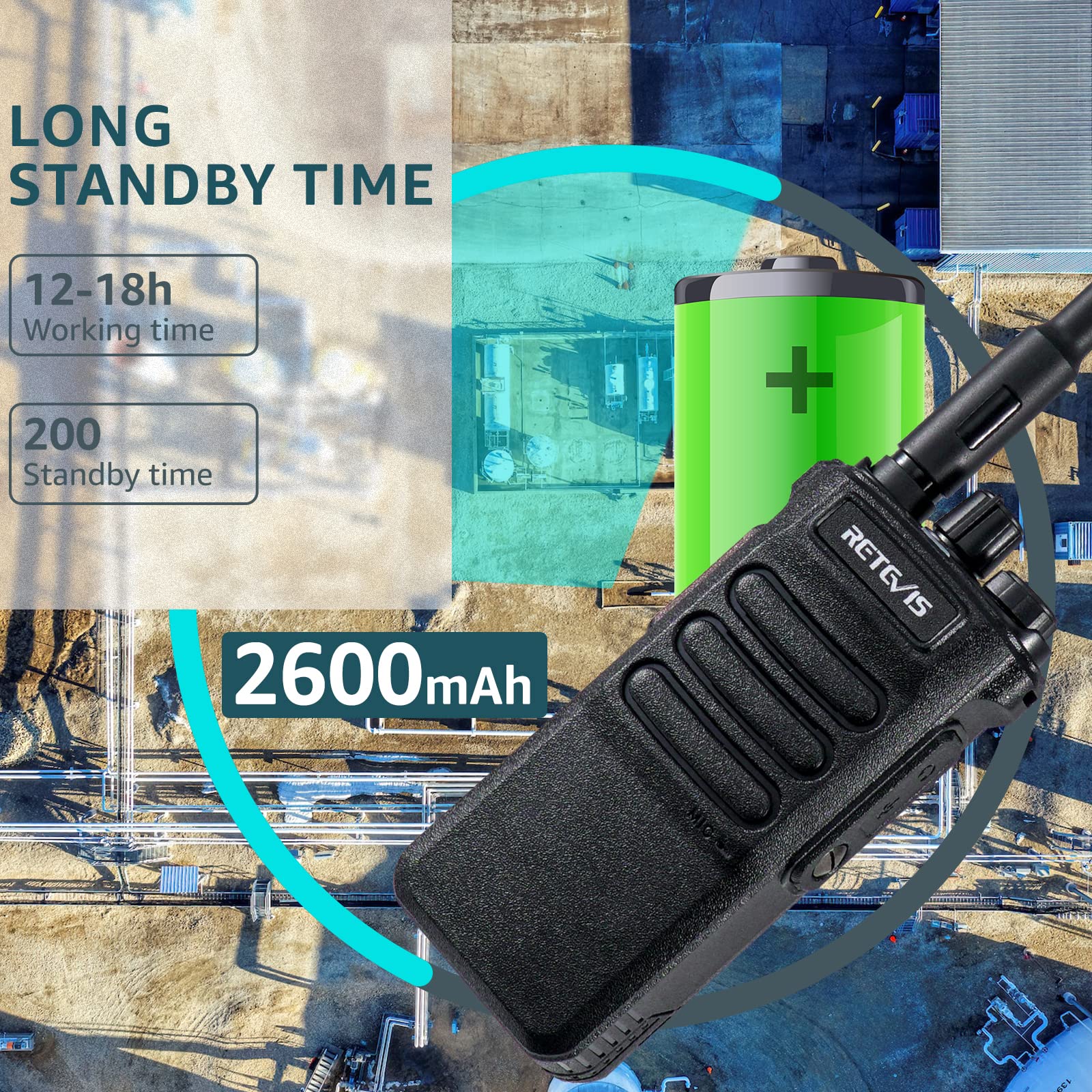Retevis RT86 Talkie Walkie Professionnel, Radio Bidirectionnelle Longue Distance Haute Puissance, 2600 mAh Rechargeable, Écran Caché, Talkie Walkie Robuste pour la Logistique (Noir, 3 Pièces)