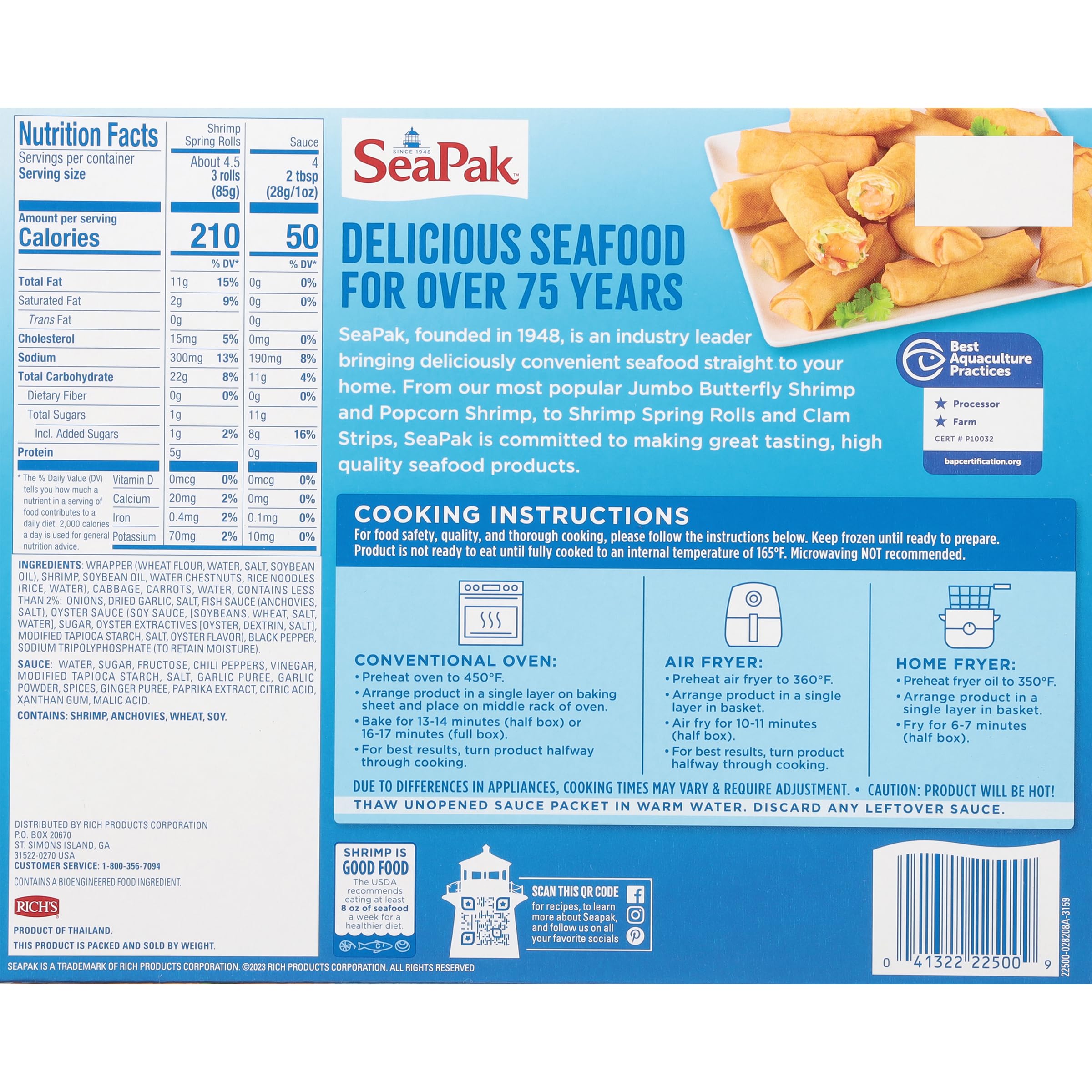 SeaPak Frozen Meals - Shrimp Spring Rolls with Sweet Chili Sauce Easy to Bake Frozen Appetizers for Parties — view 4