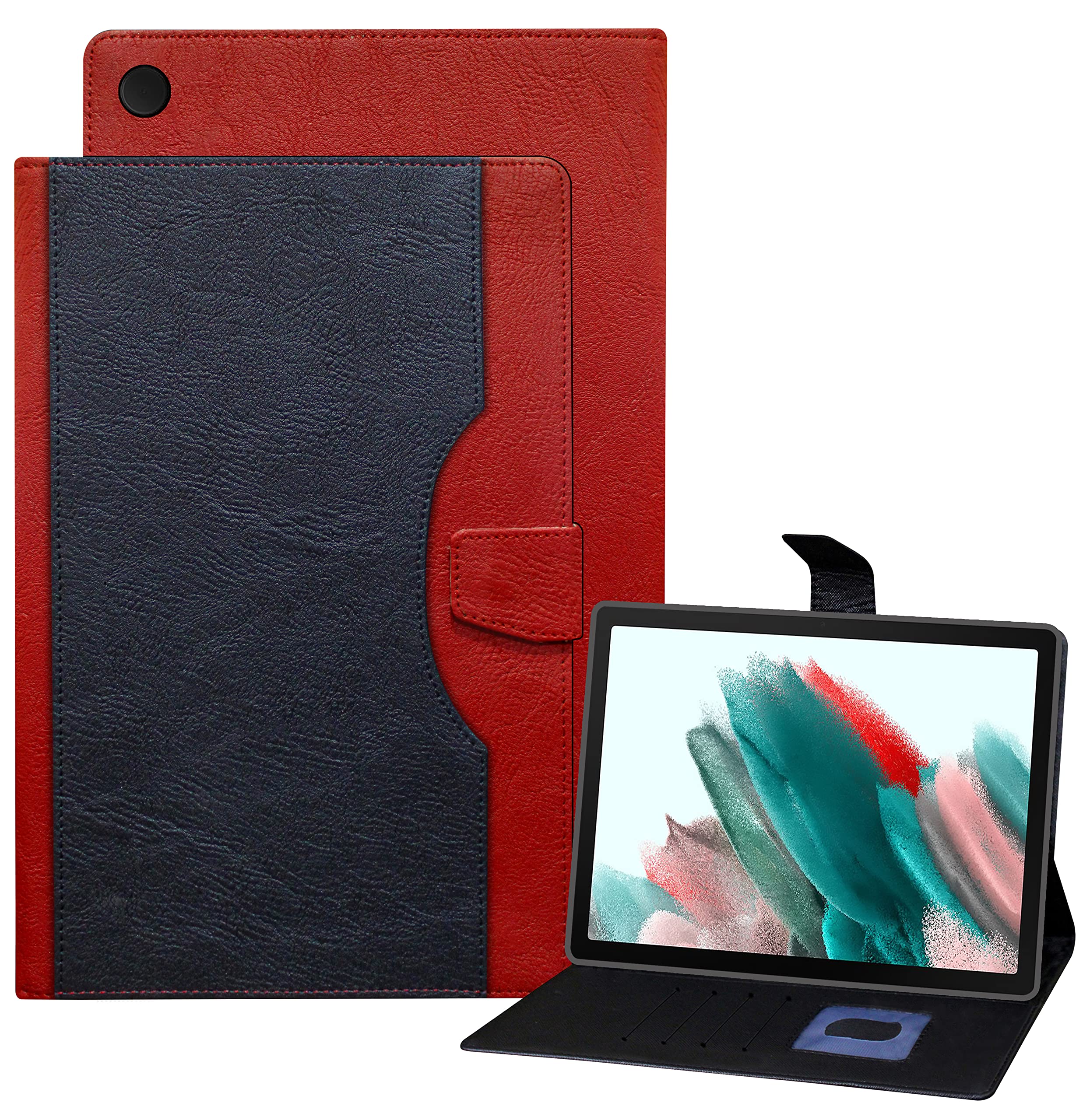 TGK Dual Color Multi-Angle Viewing Smart Stand Leather Back Flip Stand Case Cover for Samsung Galaxy Tab A8 10.5 inch (Dual_Color_Wallet_Flip_Black_Red) (B09X38M66G) Amazon Price History, Amazon Price Tracker