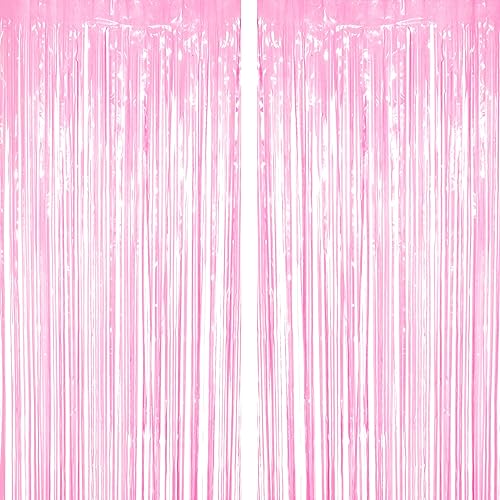 Decoraciones de cortinas de flecos de oropel rosa Decoración de 1er cumpleaños para niñas, baby shower, boda, fiesta, fotos, fondos, decoraciones,