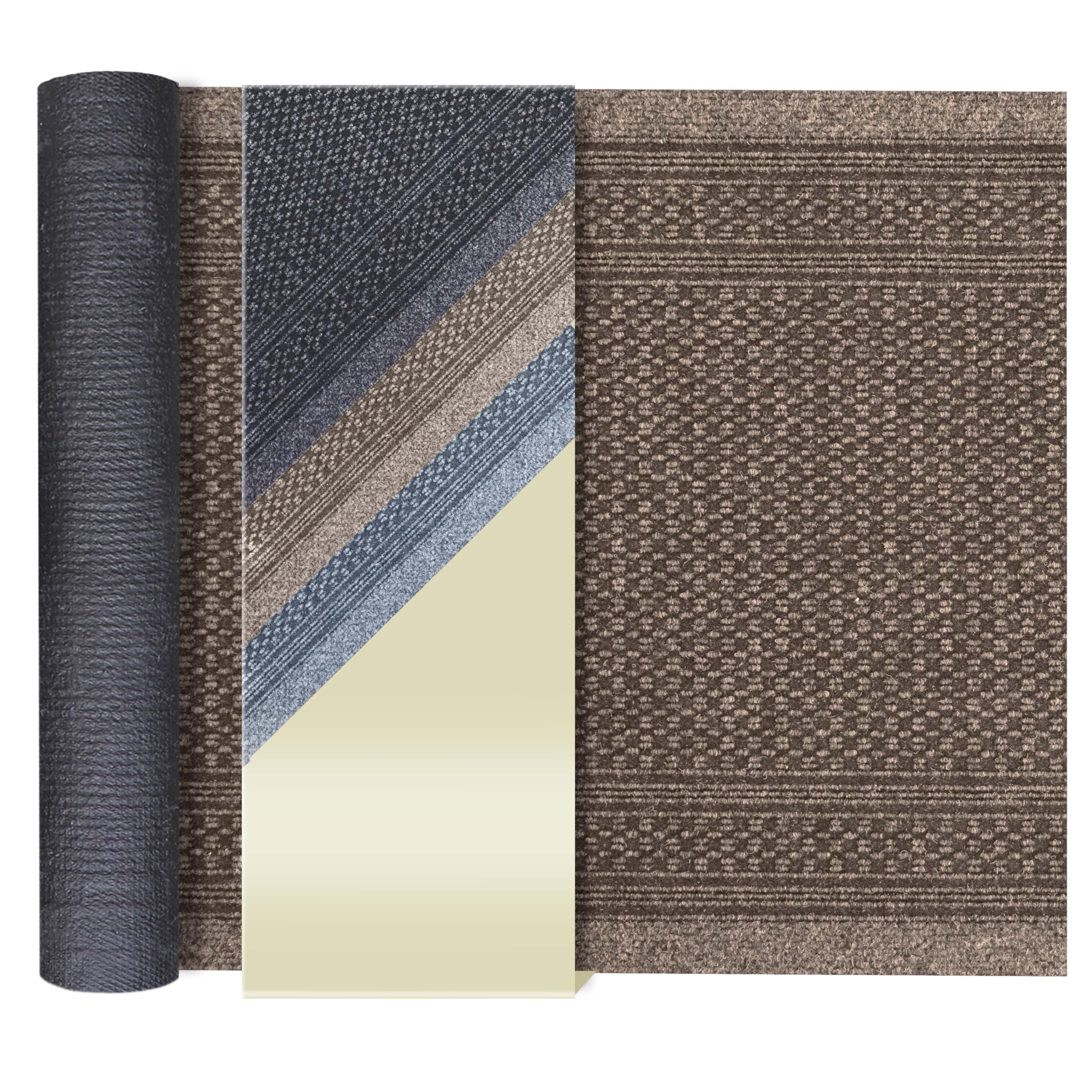 Tapis de Couloir AZTEC – Marron 0,66 x 2,00m, Tapis de Passage pour Entrée, Cuisine, Couloir | Tapis Au Mètre Robuste et Anti-dérapant | Trois Couleurs