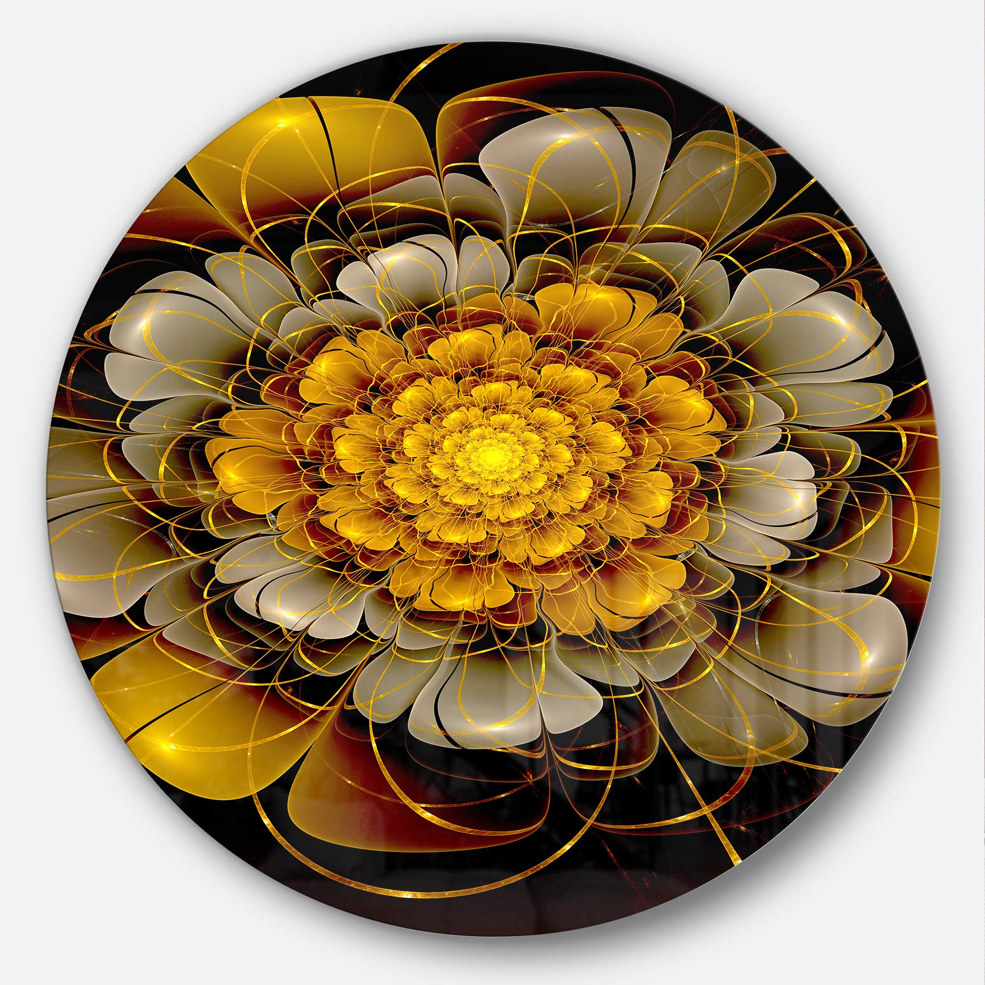 Designart MT7248-C11 Dark Gold Fractal Flower - Digital Art