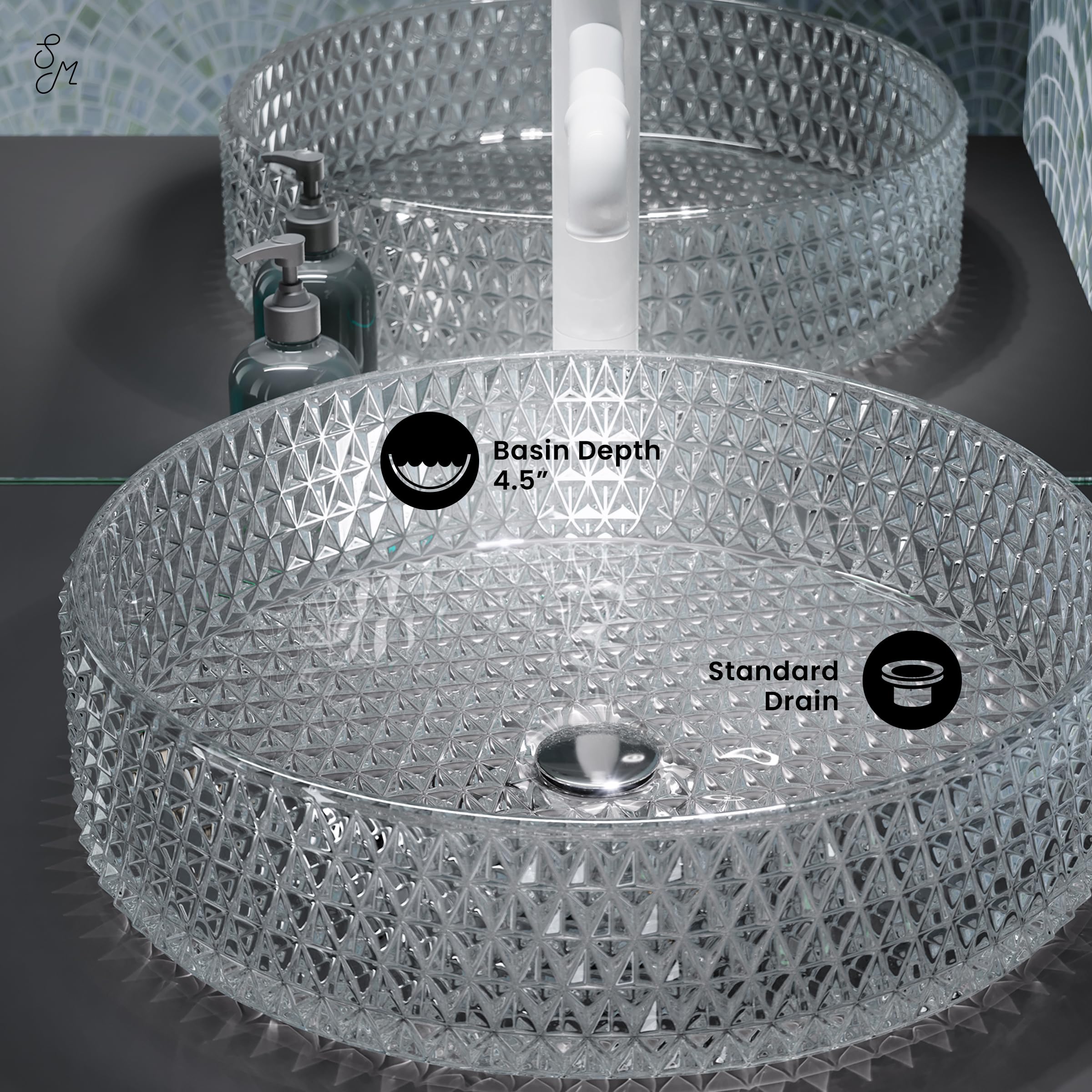 Swiss Madison Well Made Forever SM-VS320, Cache 40 cm okrągły szklany zlew