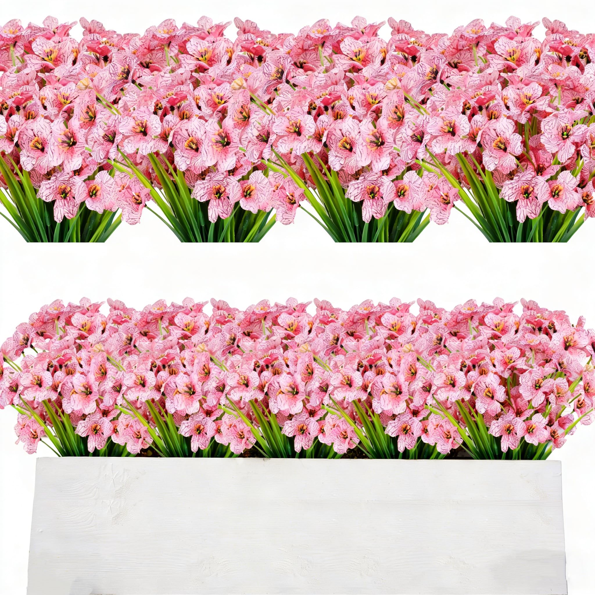 AmyHomie 20 Bundles Artificial Flowers for Outdoor Outside Spring Summer Decoration UV Resistant Faux Flowers No Fade Fake Plastic Plants Garden Porch
