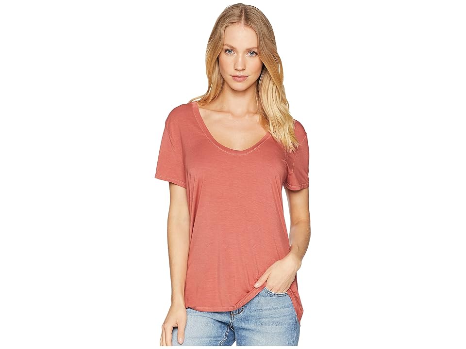

Splendid Deep U-Neck Top (Terracotta) Women's Clothing