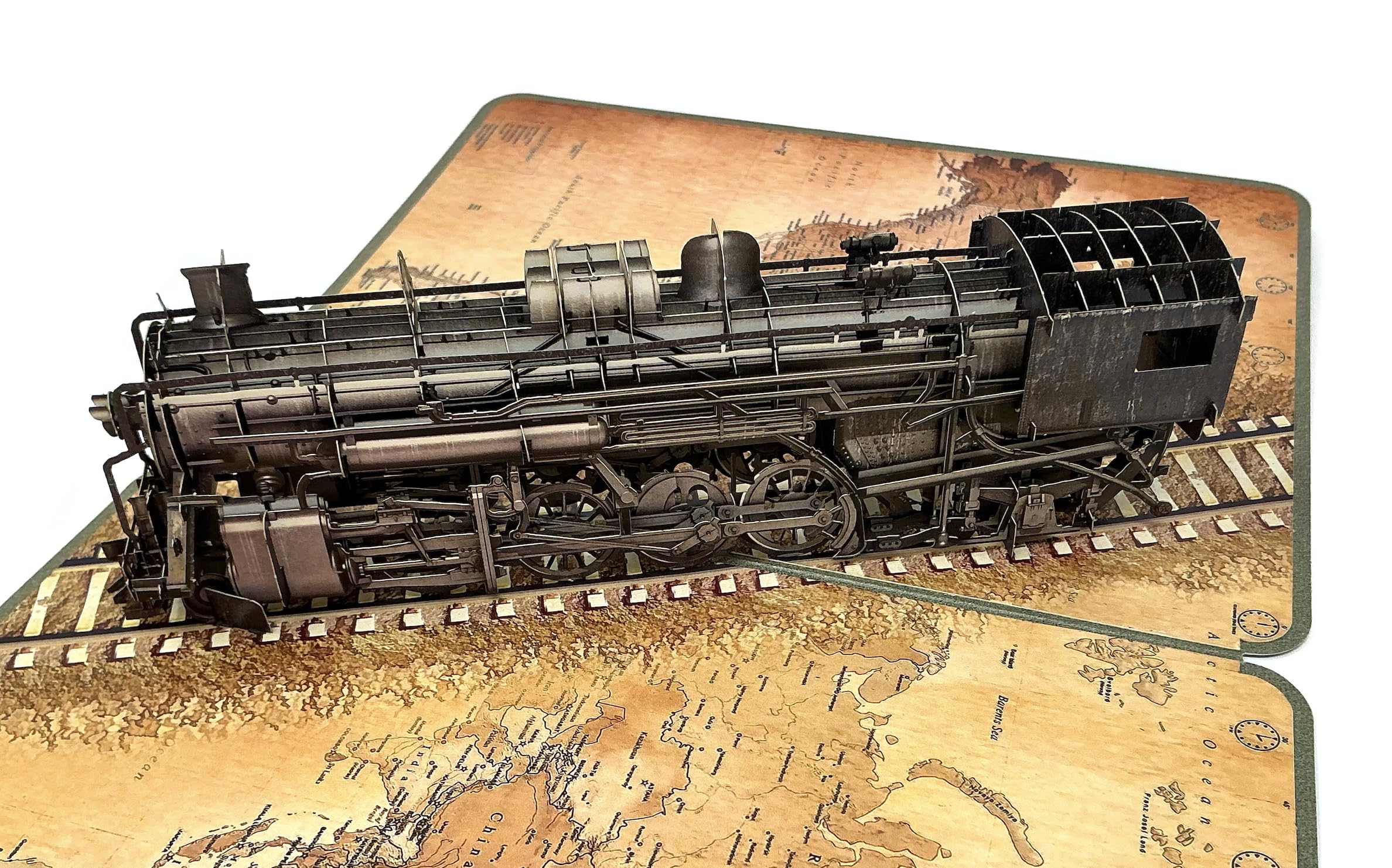 3D Pop Up Train Greeting Card, Steam Locomotive Card, Unique Birthday Card for Him, Dad or Husband, Railway Lover Gift, Notelet Included
