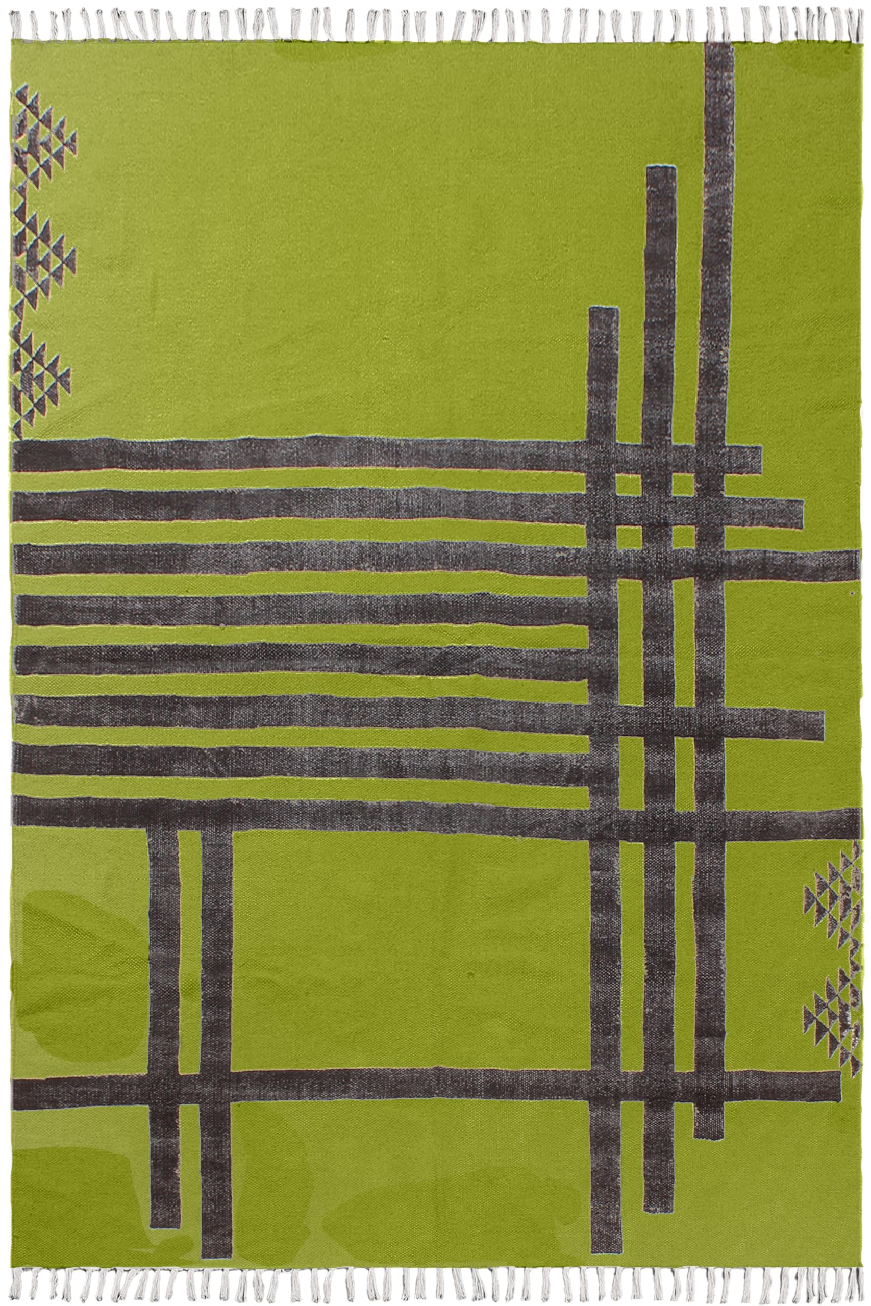 Alfombra lavable para alto tráfico CASAVANI tejida en algodón amarillo y negro