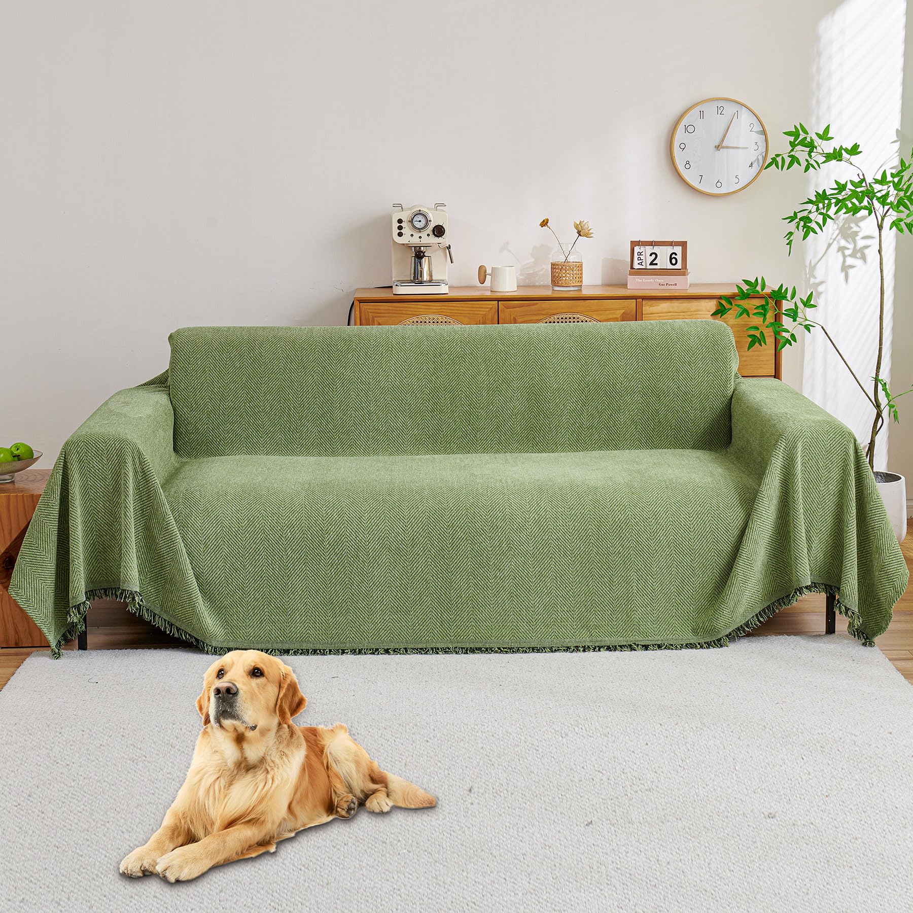 HAOMAIJIA Chenille Couch Cover Sofa Covers for 3 Cushion Couch Washable sectional Couch Covers for Dogs pet Furniture Protector Couch Cover Blanket