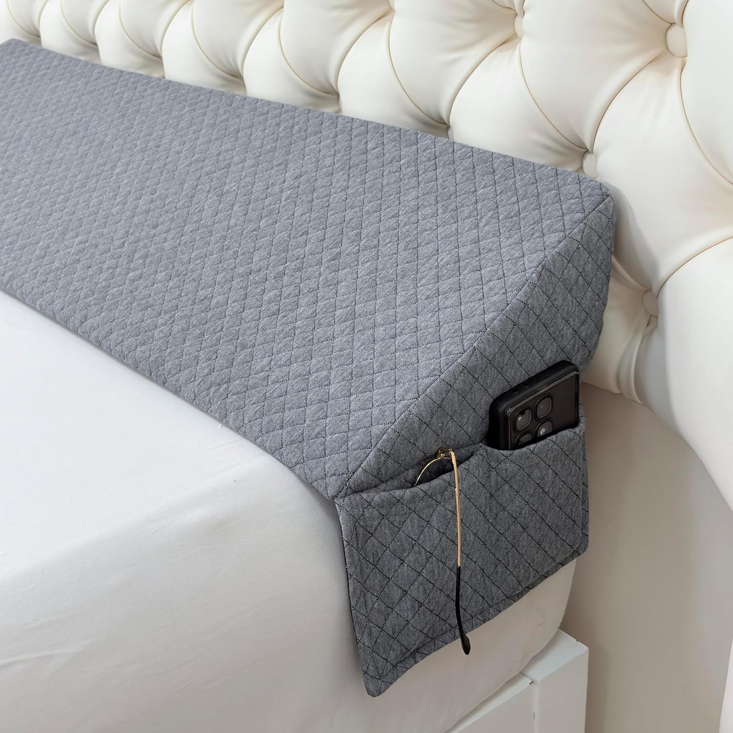 Bed Wedge Pillow, Gap Filler for Headboard and Mattress or Wall, 0-7 Inch Gap (King)