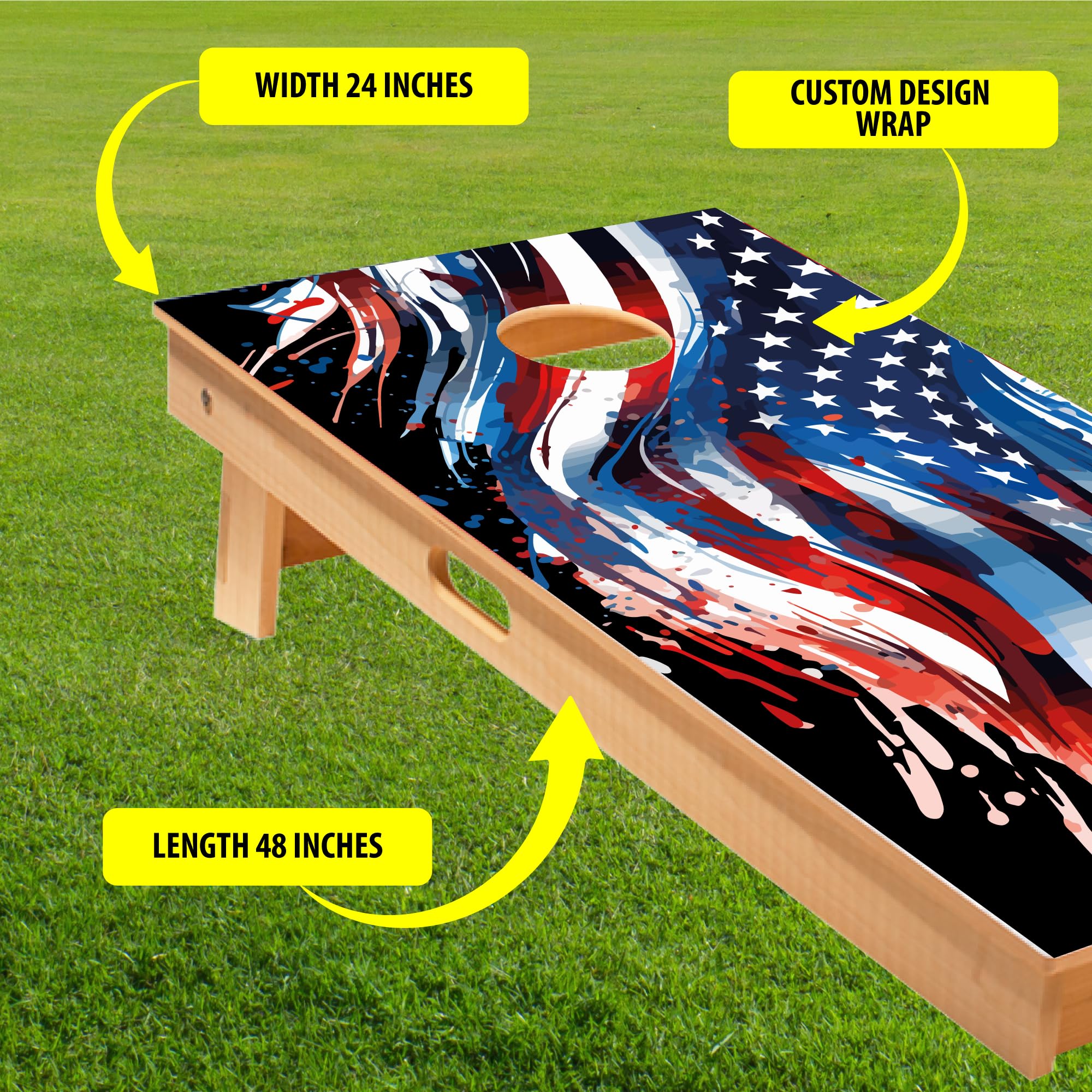 Cornhole Board Vinyl Decal Wraps - 2-Piece Weatherproof Sticker Set For Game Boards