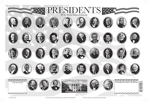 Miniatura 8 de Manteles educativos laminados sin dolor para niños presidentes de Estados Unidos, mapa del mundo